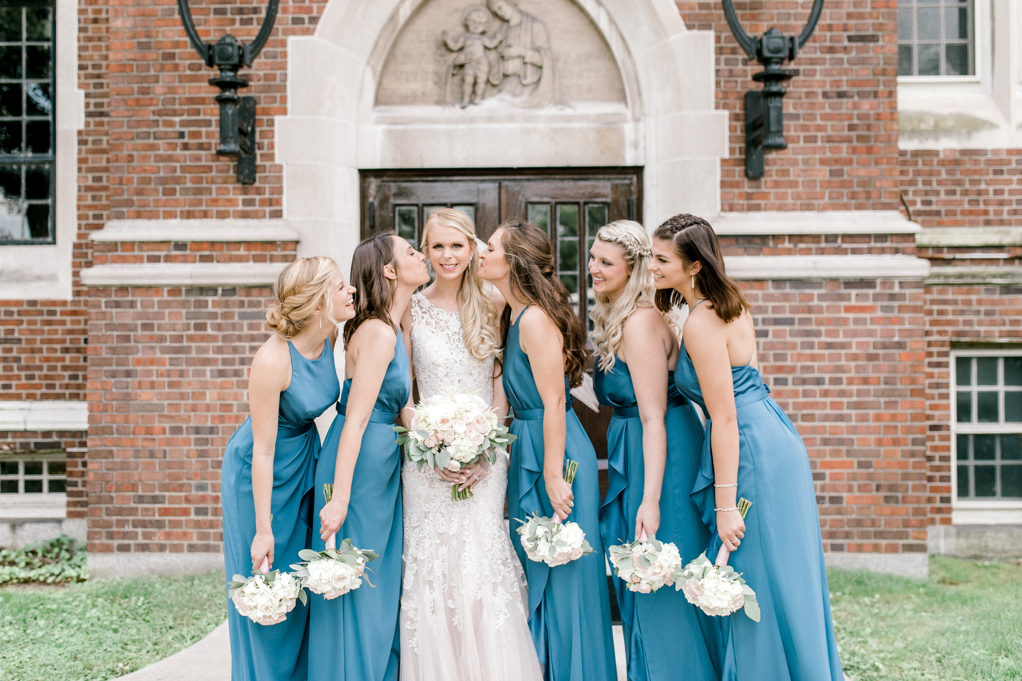 Elegant, Trendy Wedding in Detroit Michigan | Lace Wedding Gown and Royale Blue Tux | Floral Tie | Light & Airy Michigan Wedding Photographer
