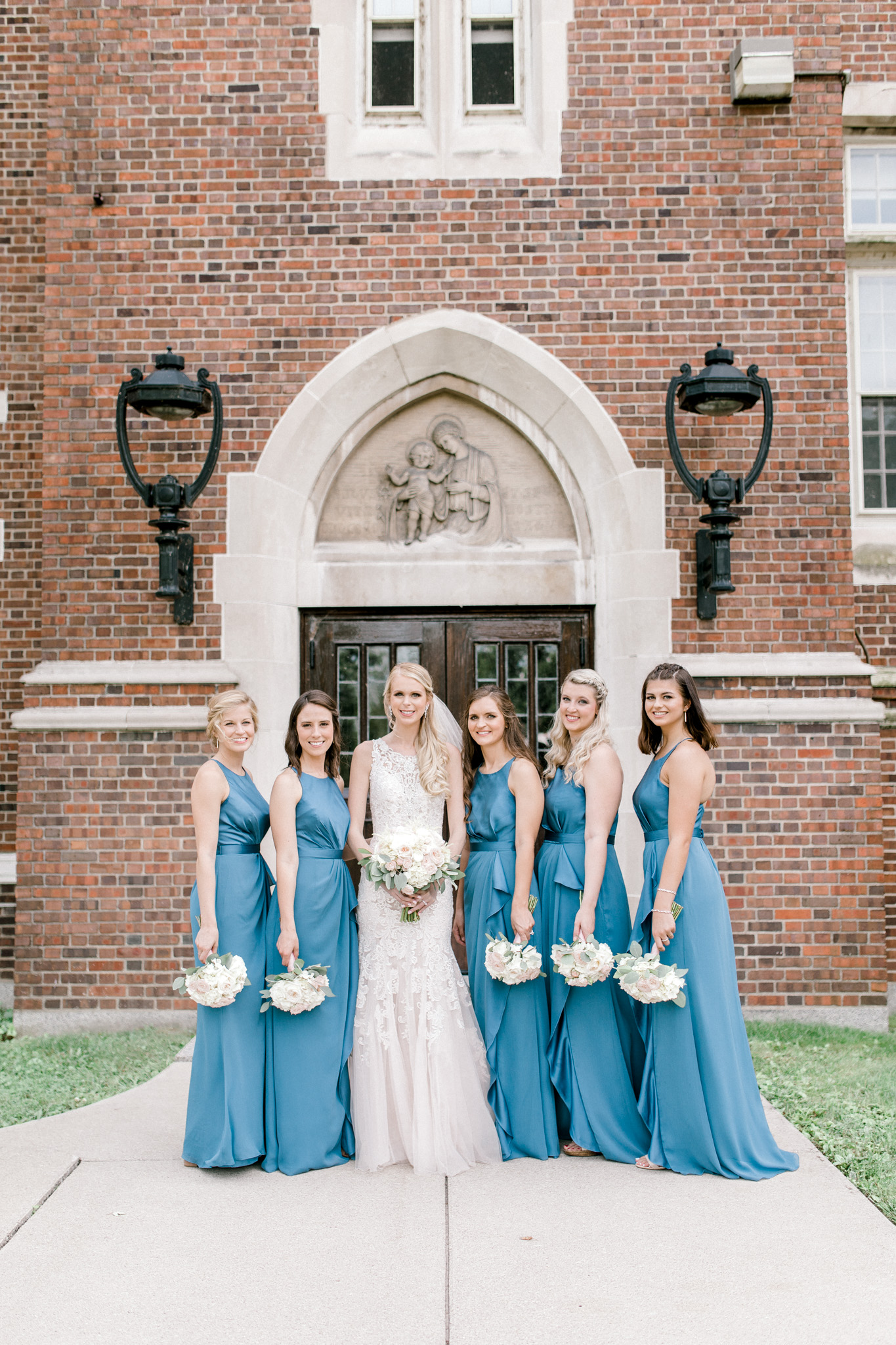 Elegant, Trendy Wedding in Detroit Michigan | Lace Wedding Gown and Royale Blue Tux | Floral Tie | Light &amp; Airy Michigan Wedding Photographer