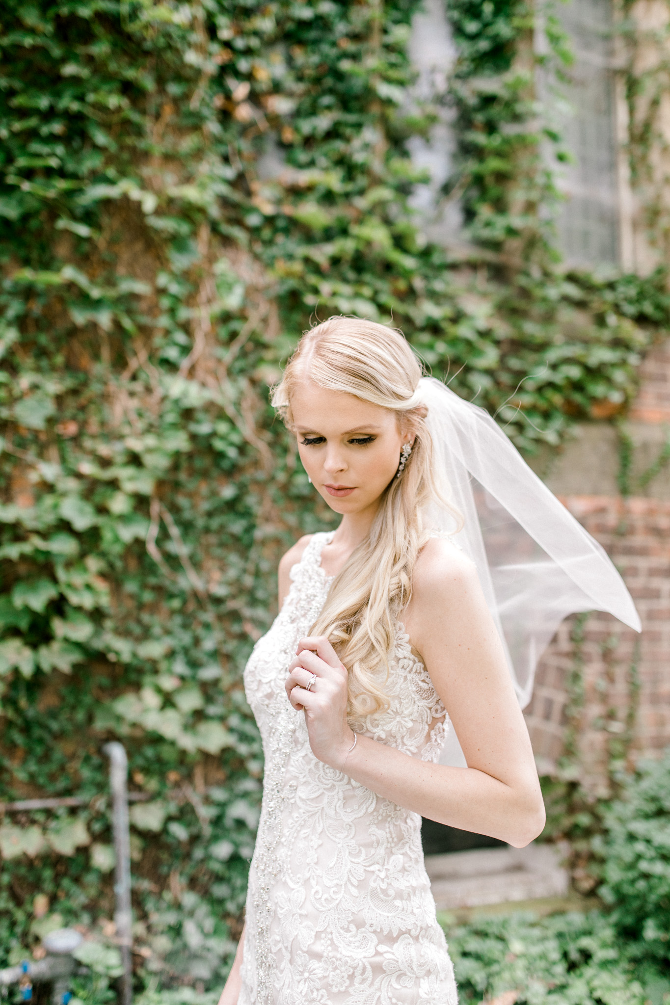 Elegant, Trendy Wedding in Detroit Michigan | Lace Wedding Gown and Royale Blue Tux | Floral Tie | Light & Airy Michigan Wedding Photographer