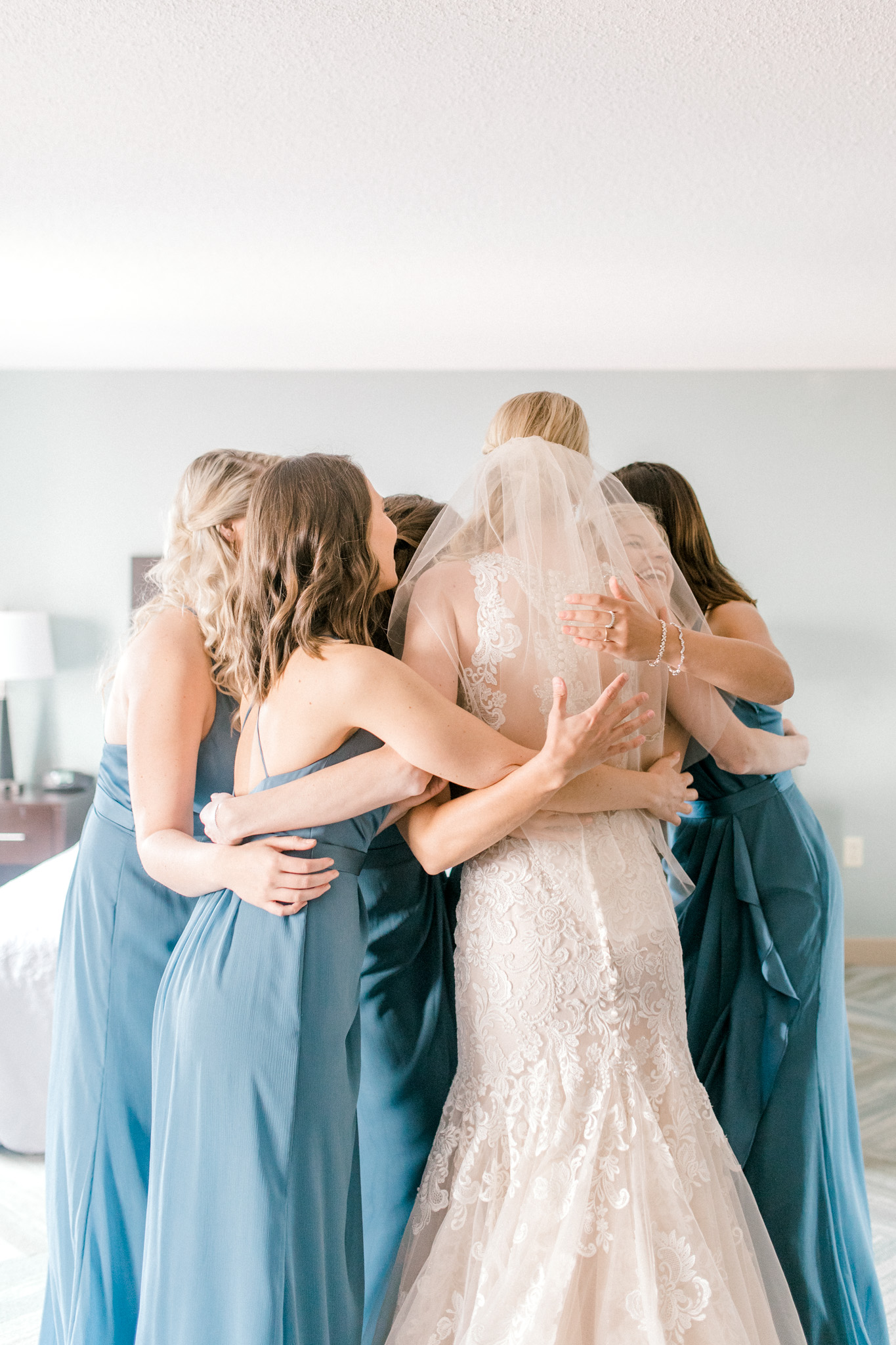 Elegant, Trendy Wedding in Detroit Michigan | Lace Wedding Gown and Royale Blue Tux | Floral Tie | Light & Airy Michigan Wedding Photographer