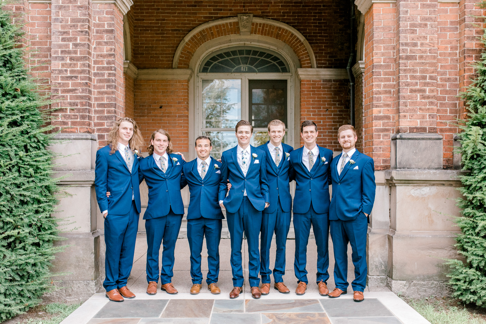 Elegant, Trendy Wedding in Detroit Michigan | Lace Wedding Gown and Royale Blue Tux | Floral Tie | Light & Airy Michigan Wedding Photographer