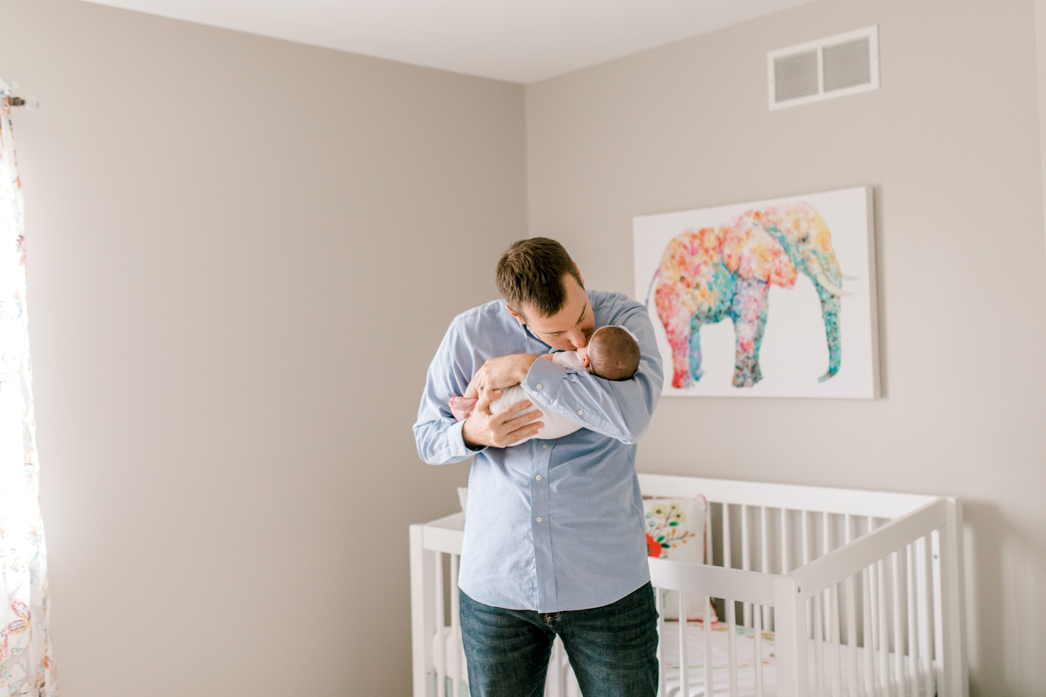 Baby girl in-home lifestyle newborn session | Whimsical colorful nursery | West Michigan Lifestyle Photography