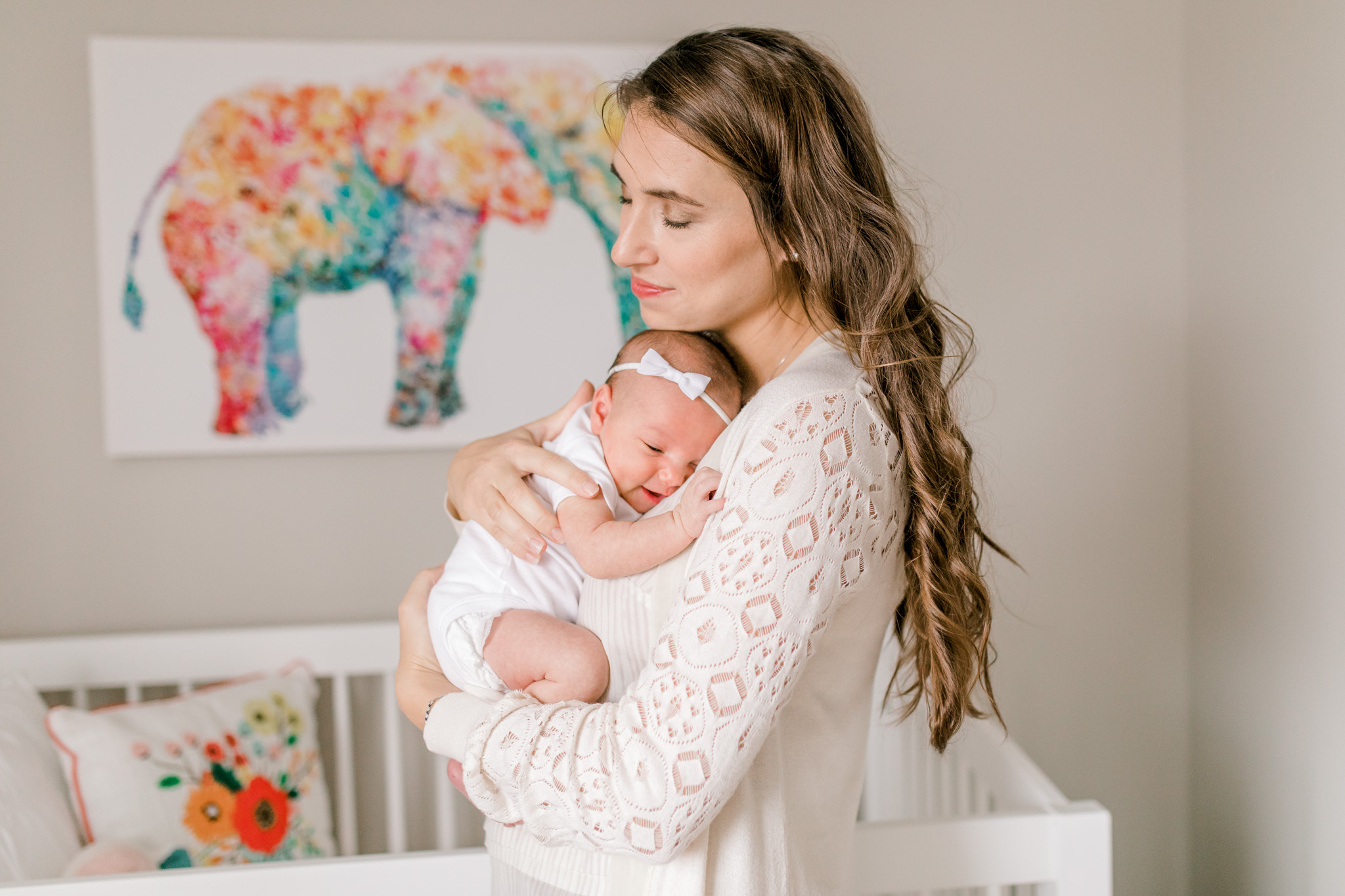 Baby girl in-home lifestyle newborn session | Whimsical colorful nursery | West Michigan Lifestyle Photography 