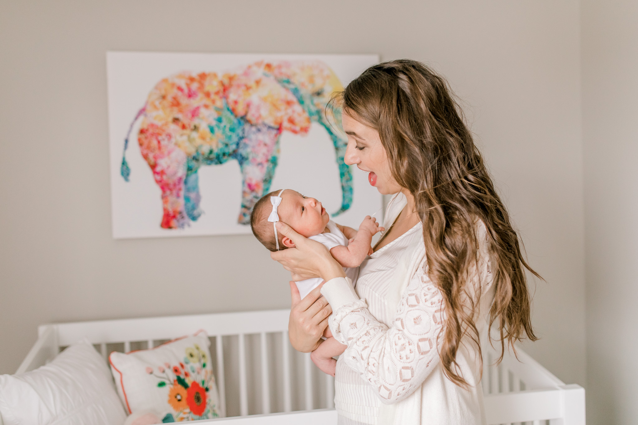 Baby girl in-home lifestyle newborn session | Whimsical colorful nursery | West Michigan Lifestyle Photography