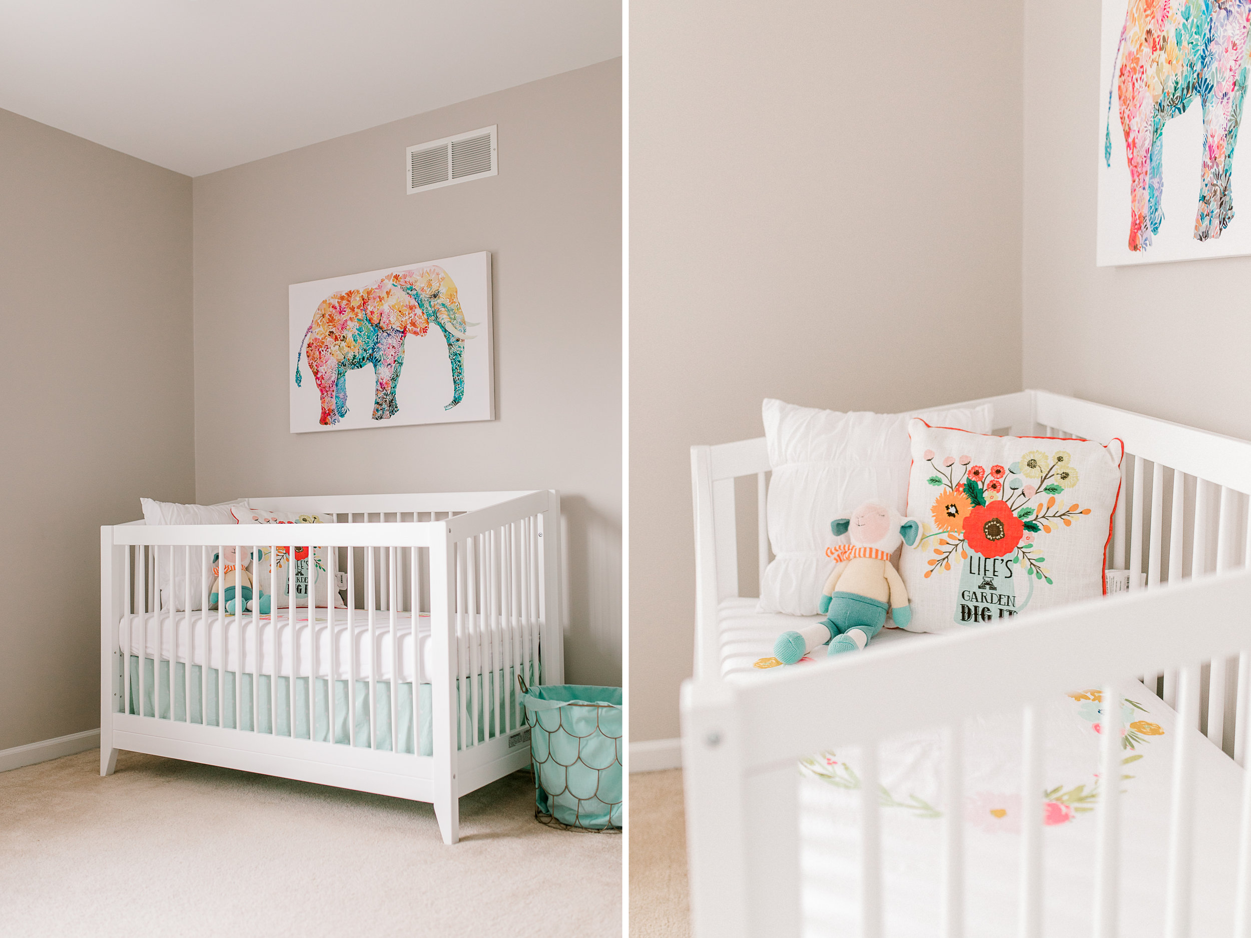 Baby girl in-home lifestyle newborn session | Whimsical colorful nursery | West Michigan Lifestyle Photography 