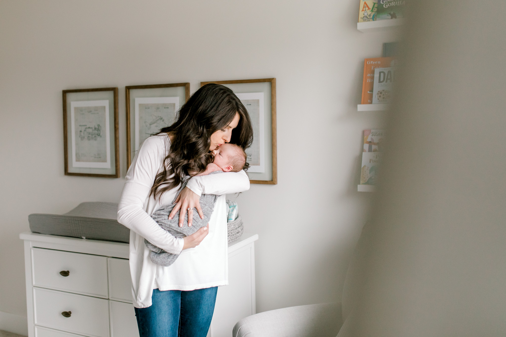 In-Home Newborn Lifestyle Photography | West Michigan Newborn Lifestyle Photographer | Light & Airy Lifestyle Sessions | Michigan Newborn Photographer | Neutral Nautical Baby Boy Nursery