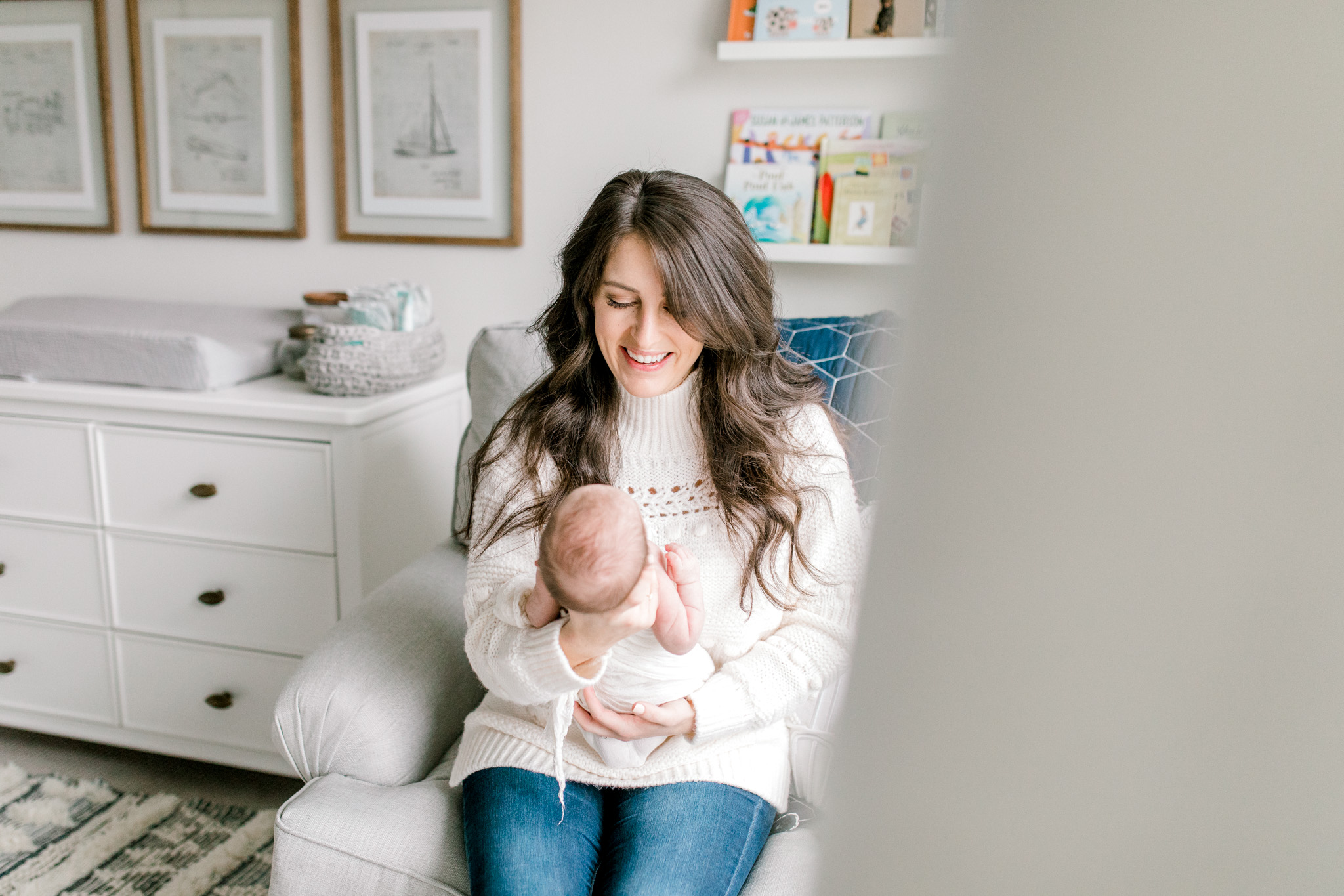 In-Home Newborn Lifestyle Photography | West Michigan Newborn Lifestyle Photographer | Light & Airy Lifestyle Sessions | Michigan Newborn Photographer | Neutral Nautical Baby Boy Nursery