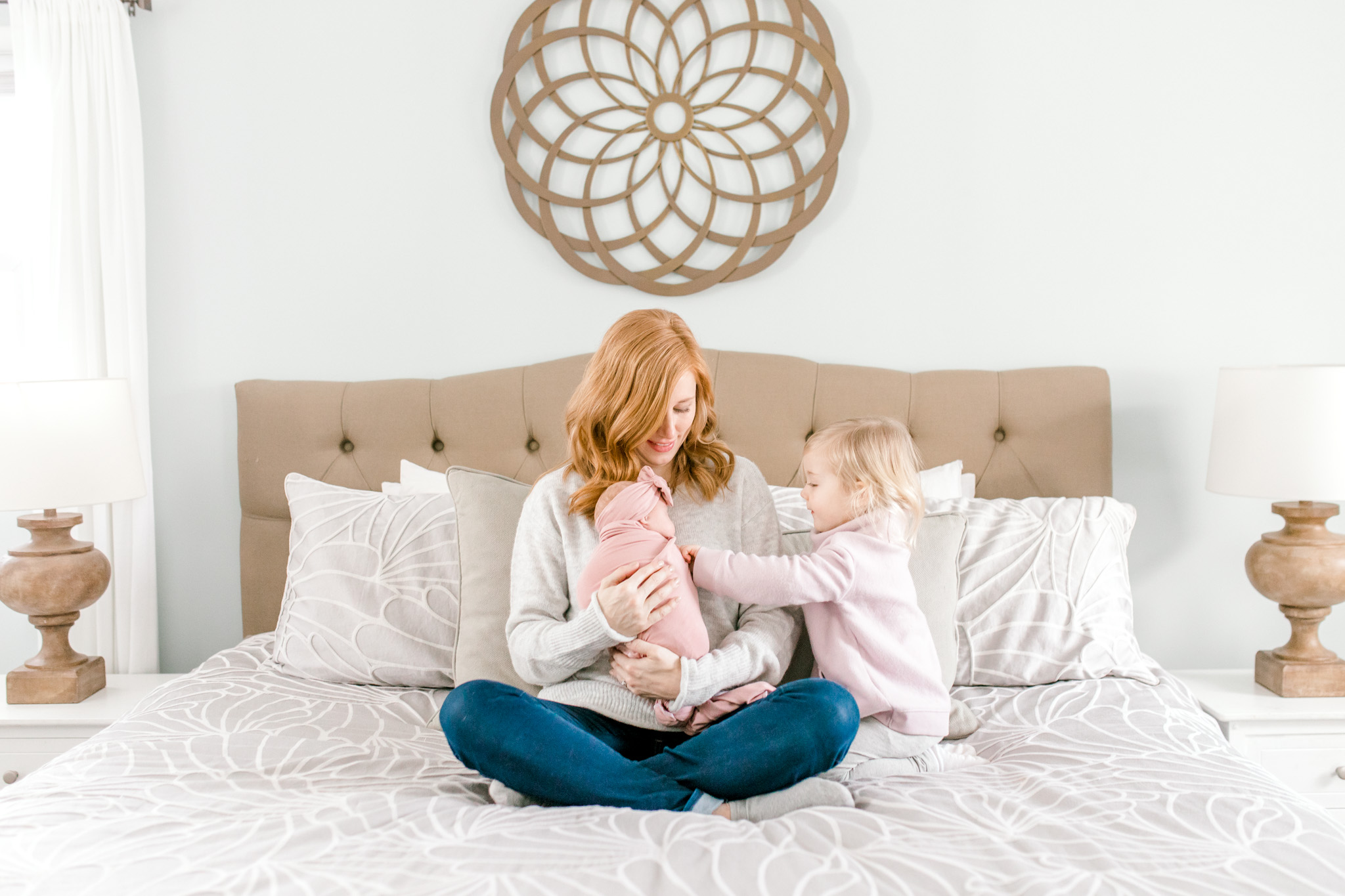 In-Home Lifestyle Session | Newborn Lifestyle Session | Baby Girl Nursery | Nursery Design | Floral Swaddle Wrap | Laurenda Marie Photography