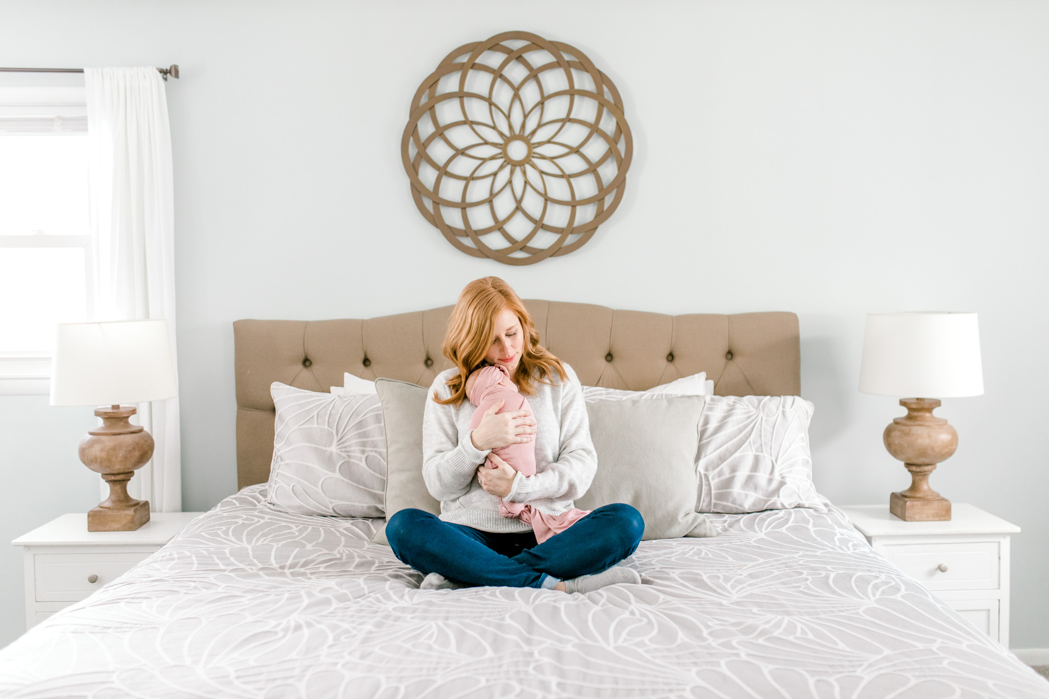 In-Home Lifestyle Session | Newborn Lifestyle Session | Baby Girl Nursery | Nursery Design | Floral Swaddle Wrap | Laurenda Marie Photography
