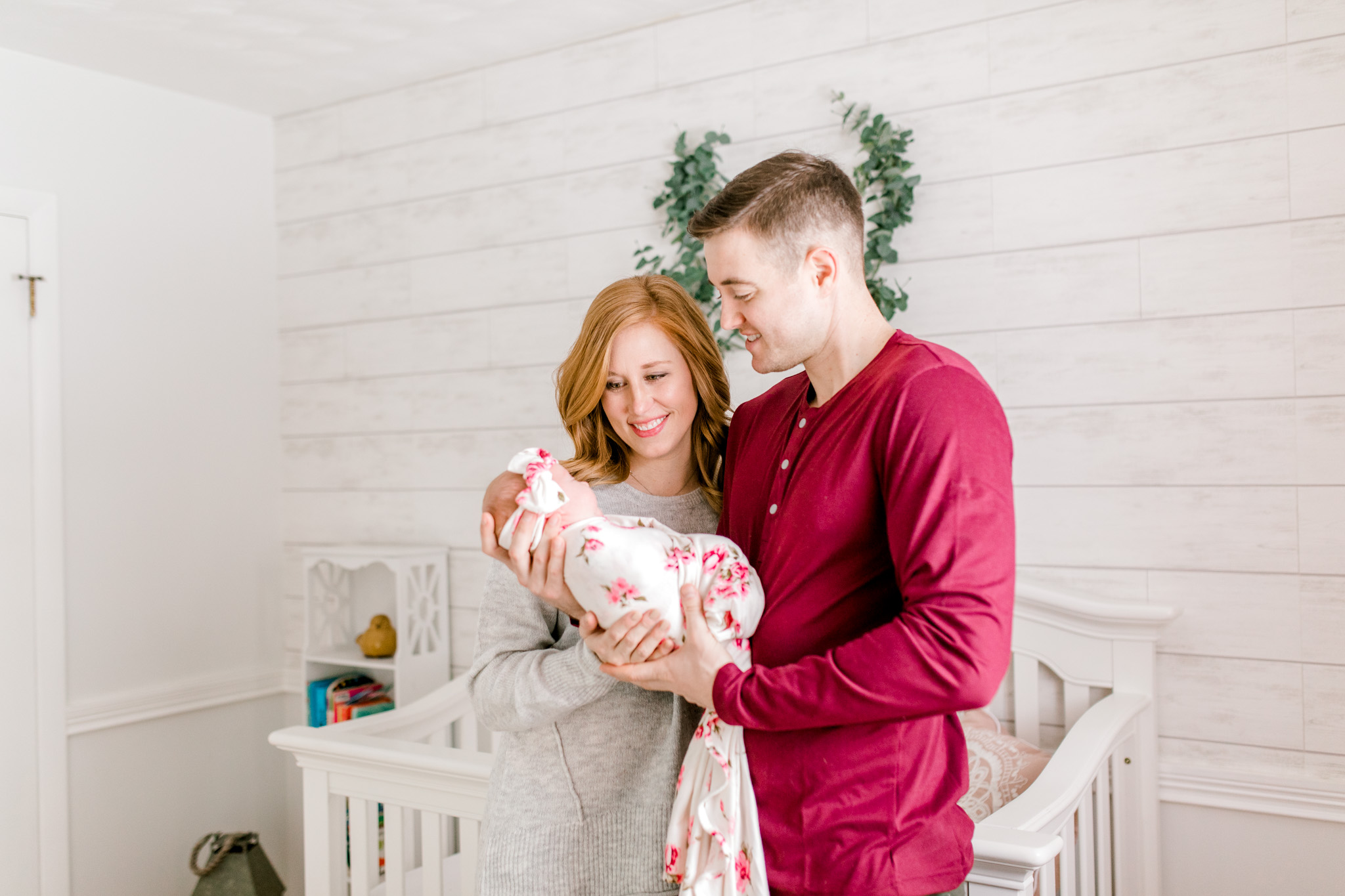 In-Home Lifestyle Session | Newborn Lifestyle Session | Baby Girl Nursery | Nursery Design | Floral Swaddle Wrap | Laurenda Marie Photography