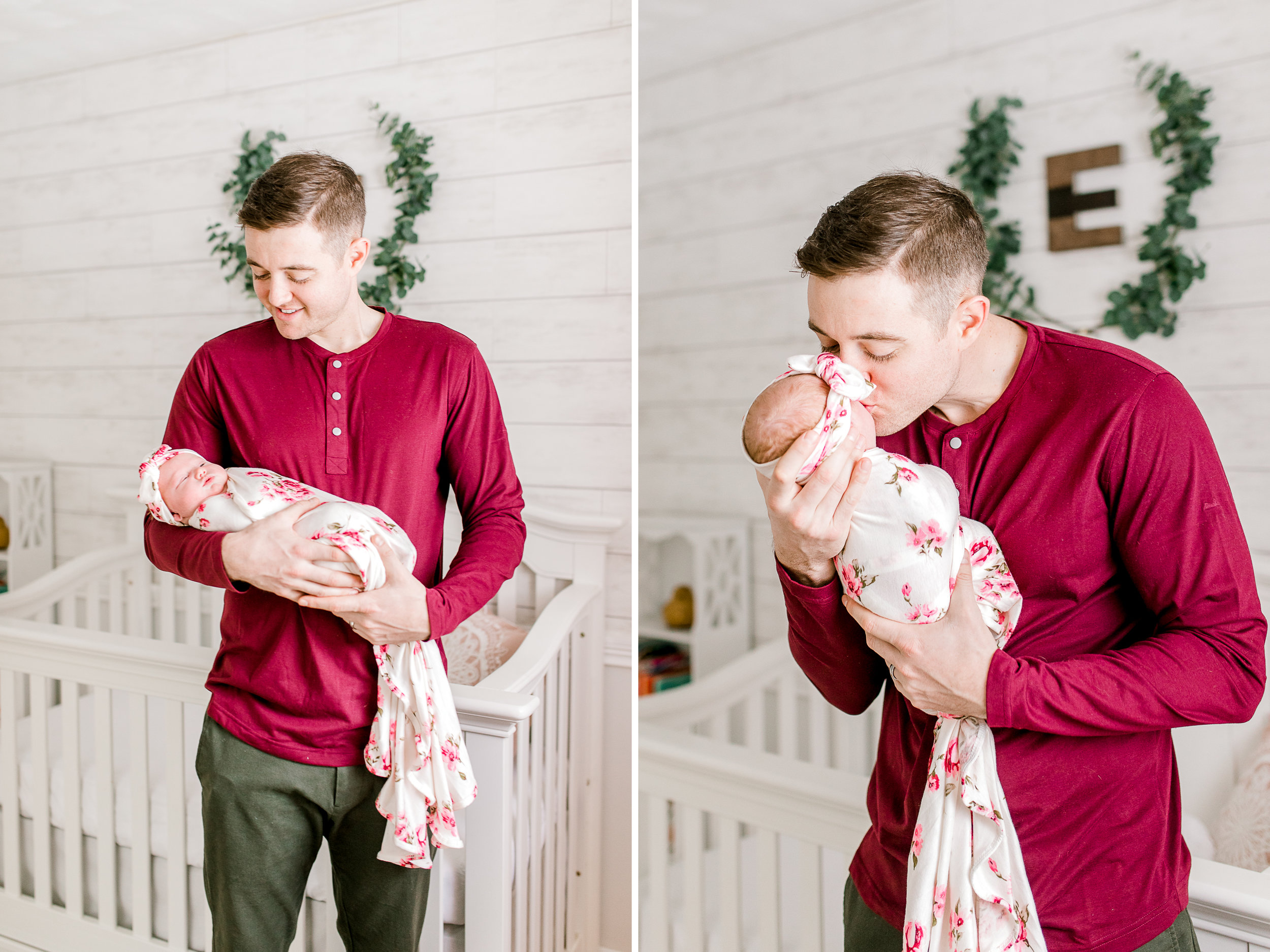 In-Home Lifestyle Session | Newborn Lifestyle Session | Baby Girl Nursery | Nursery Design | Floral Swaddle Wrap | Laurenda Marie Photography