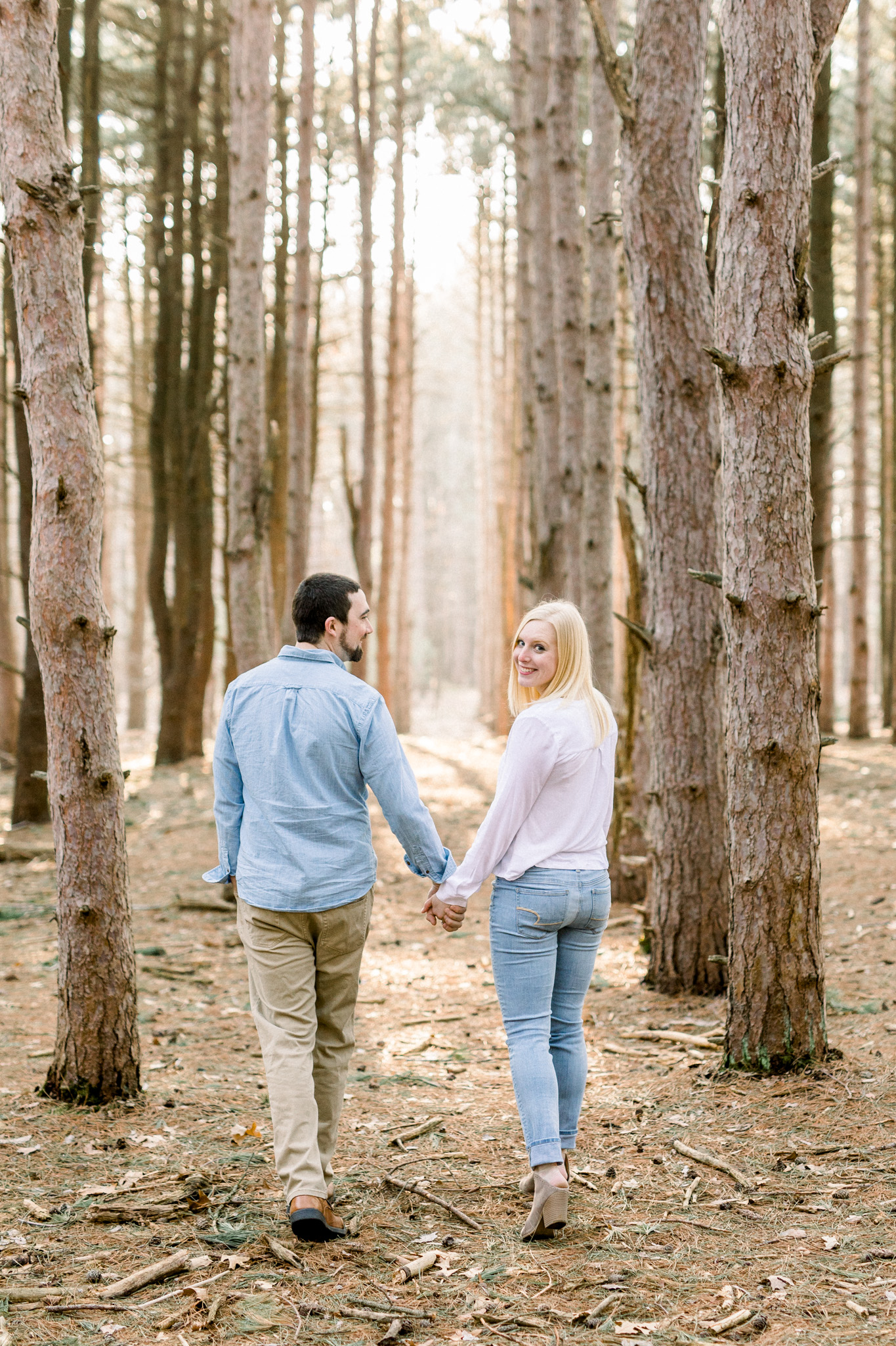 Light Filled Woodland Engagement Session | Light and Airy Photography | Film Inspired | West Michigan Wedding Photographer