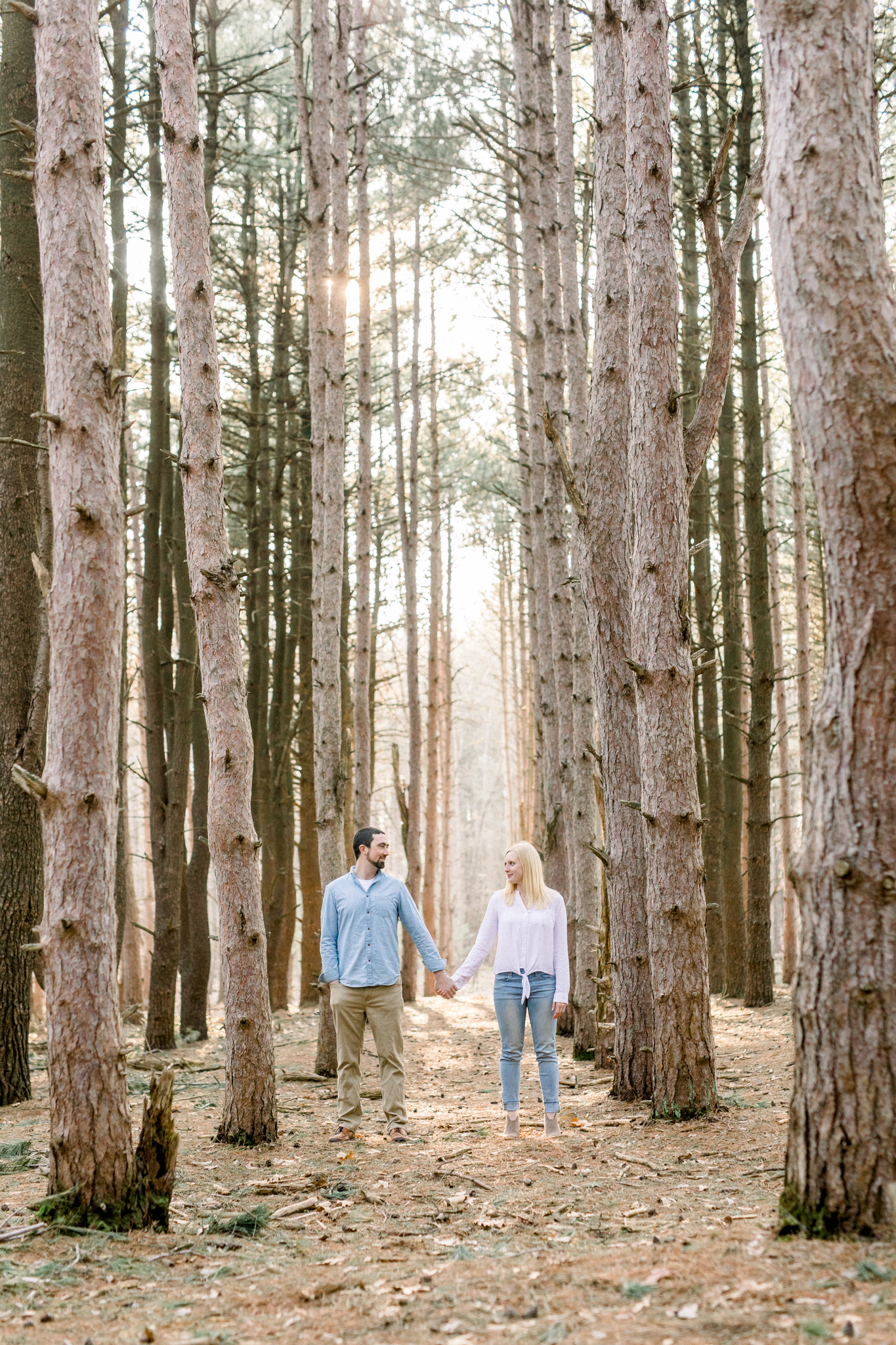 Light Filled Woodland Engagement Session | Light and Airy Photography | Film Inspired | West Michigan Wedding Photographer