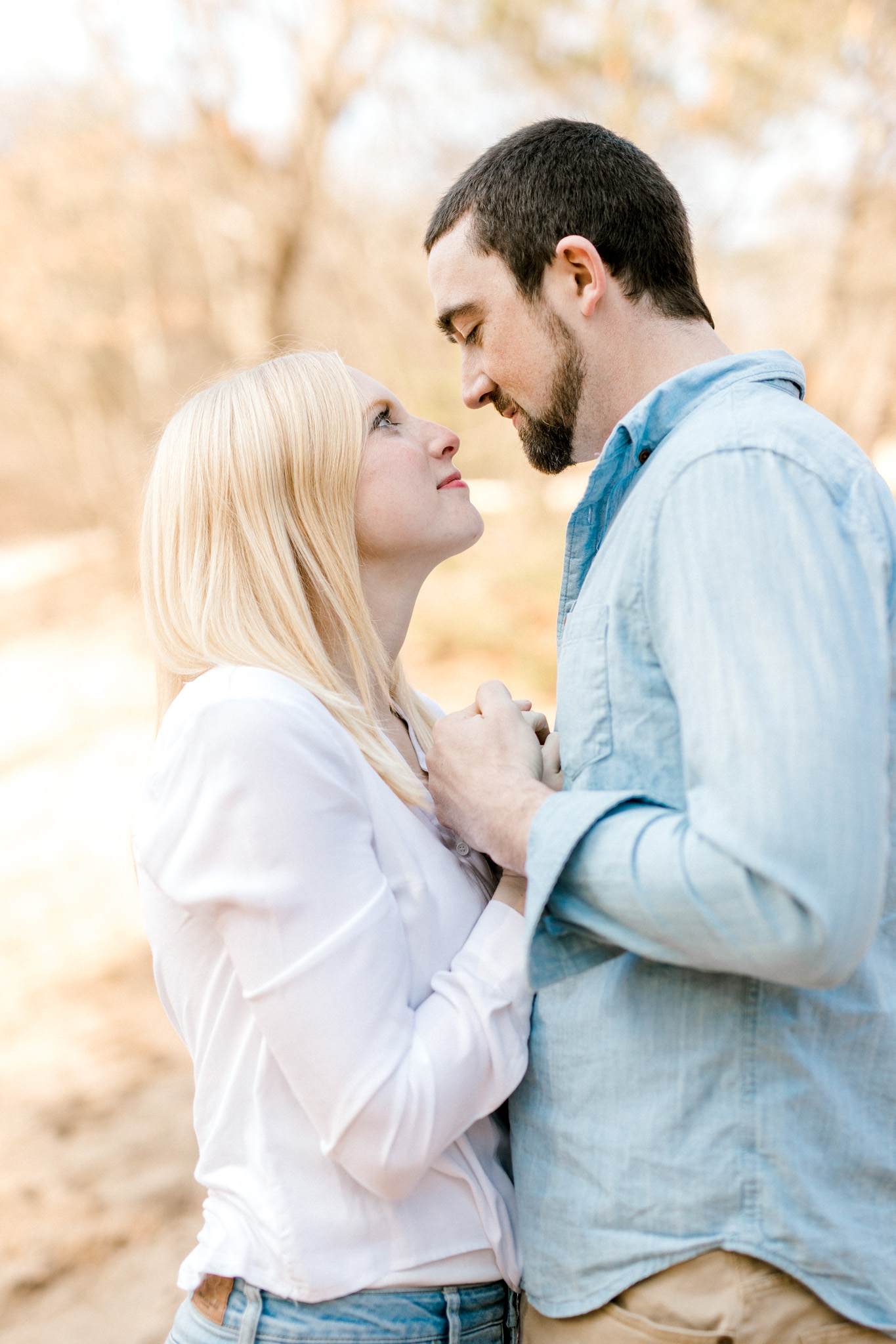Light Filled Woodland Engagement Session | Light and Airy Photography | Film Inspired | West Michigan Wedding Photographer