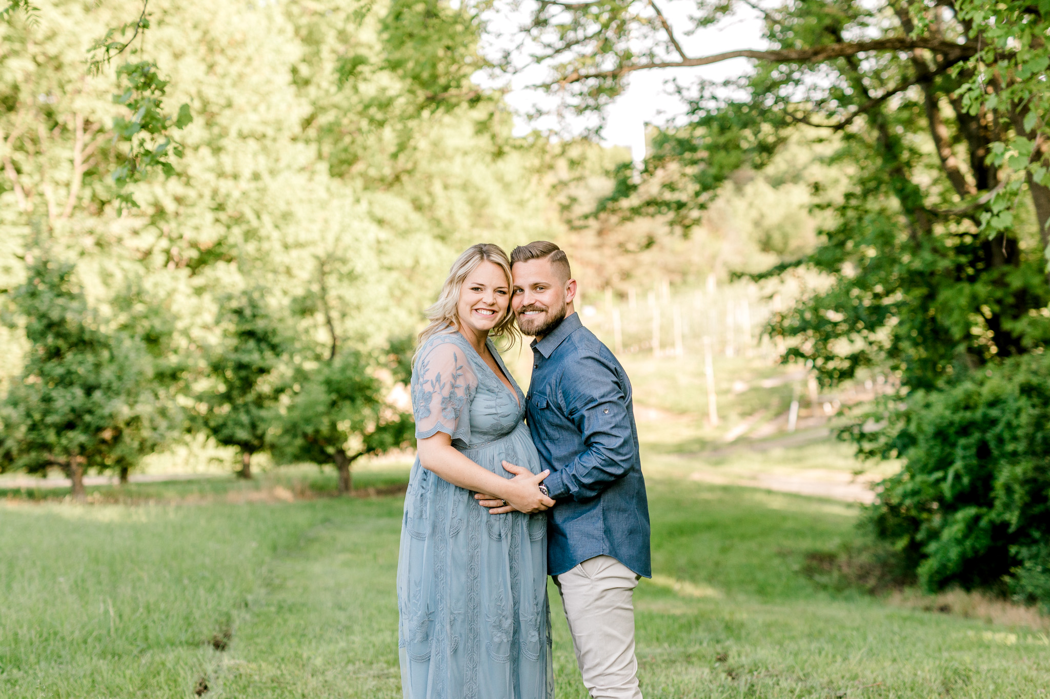 Golden Hour Maternity Session at the Orchard | What to Wear to your Maternity Session | Grand Rapids Family Lifestyle Photographer