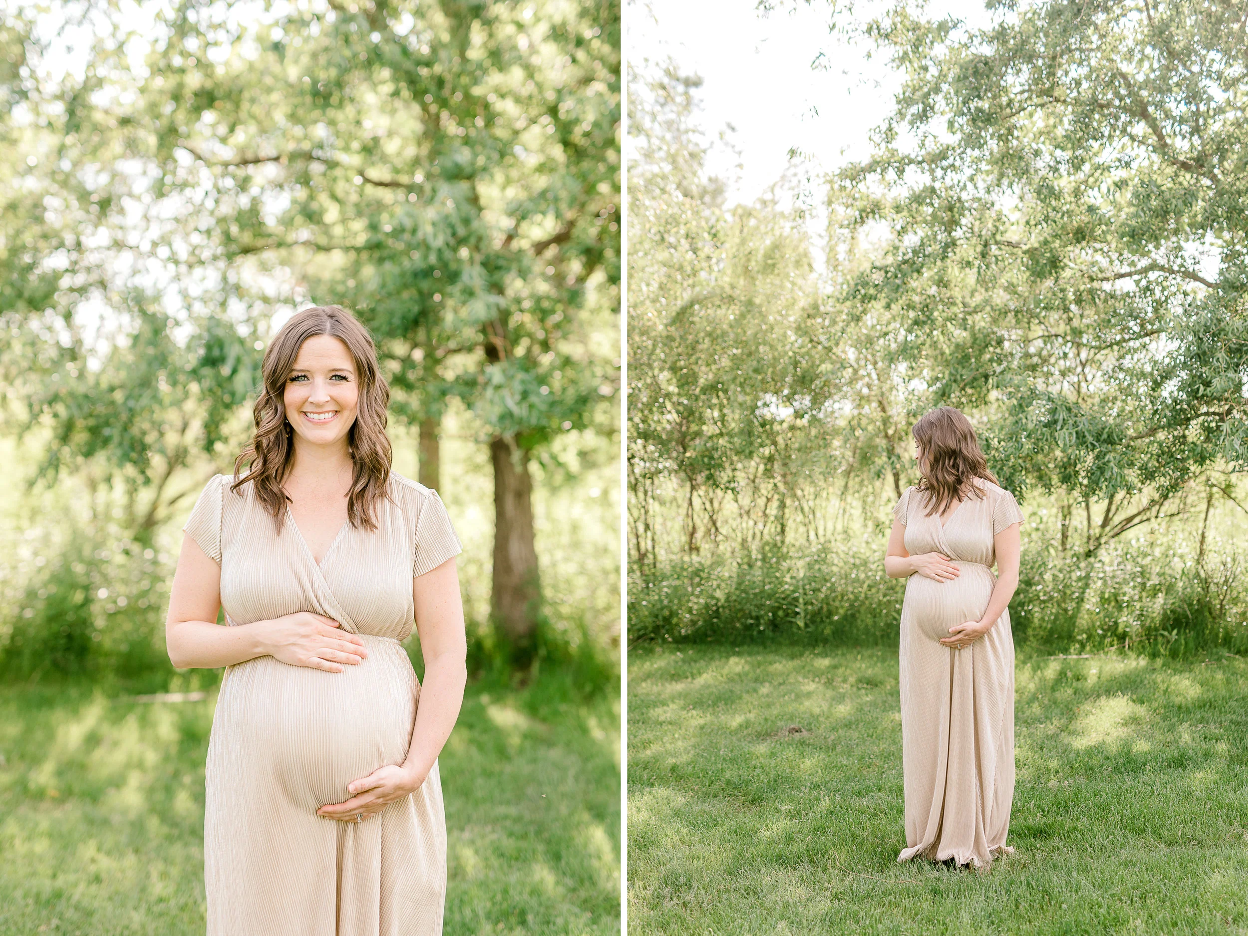 Beautiful Outdoor Summer Maternity Session at Golden Hour | Maternity Wardrobe | Maternity Session with Toddler | West Michigan Maternity Photographer