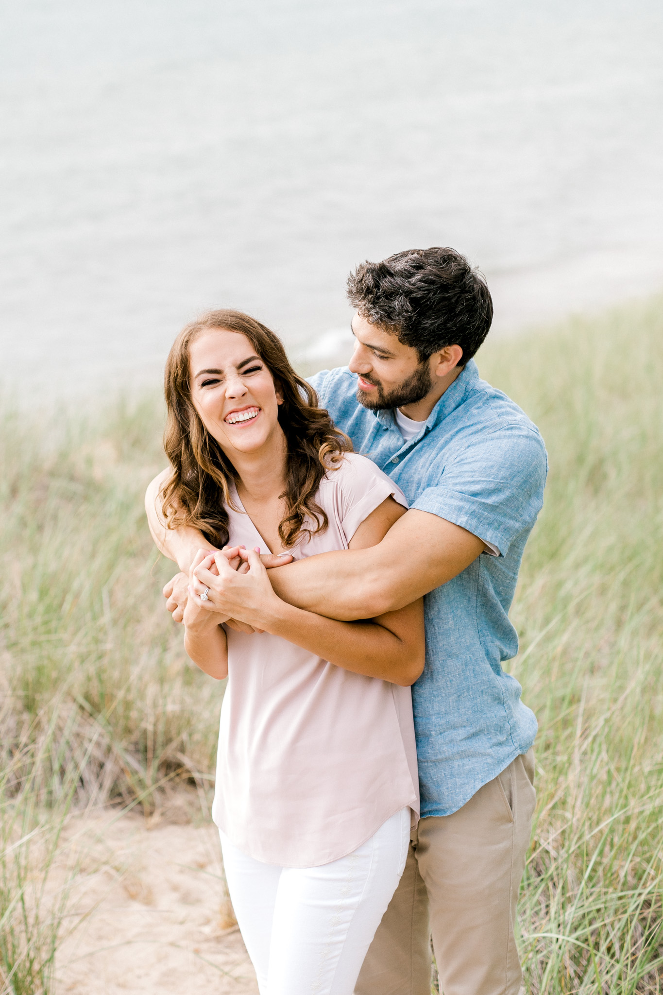 Romantic Engagement Session at Lake Michigan | Beach Engagement | What to Wear to your Engagement Session | West Michigan Wedding Photographer