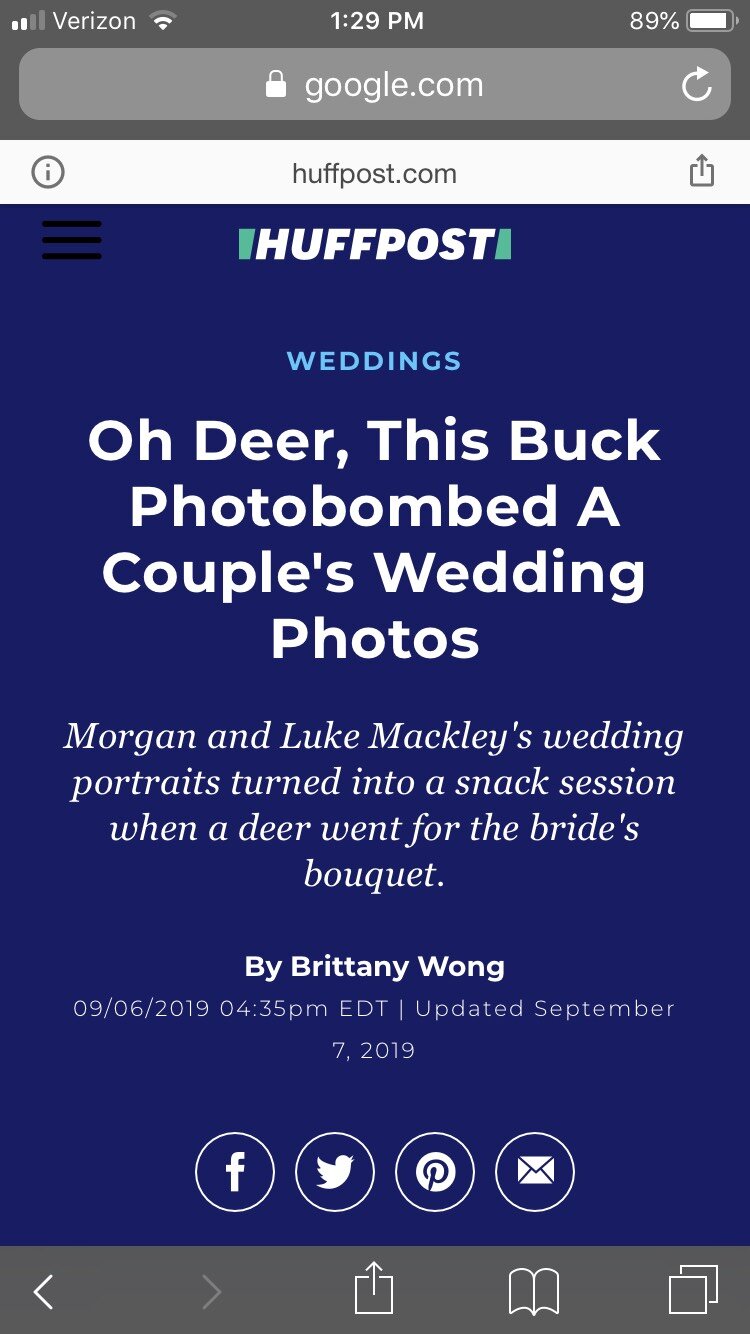 Wild Buck Photobombs Wedding and Eats Brides Bouquet | Laurenda Marie Photography