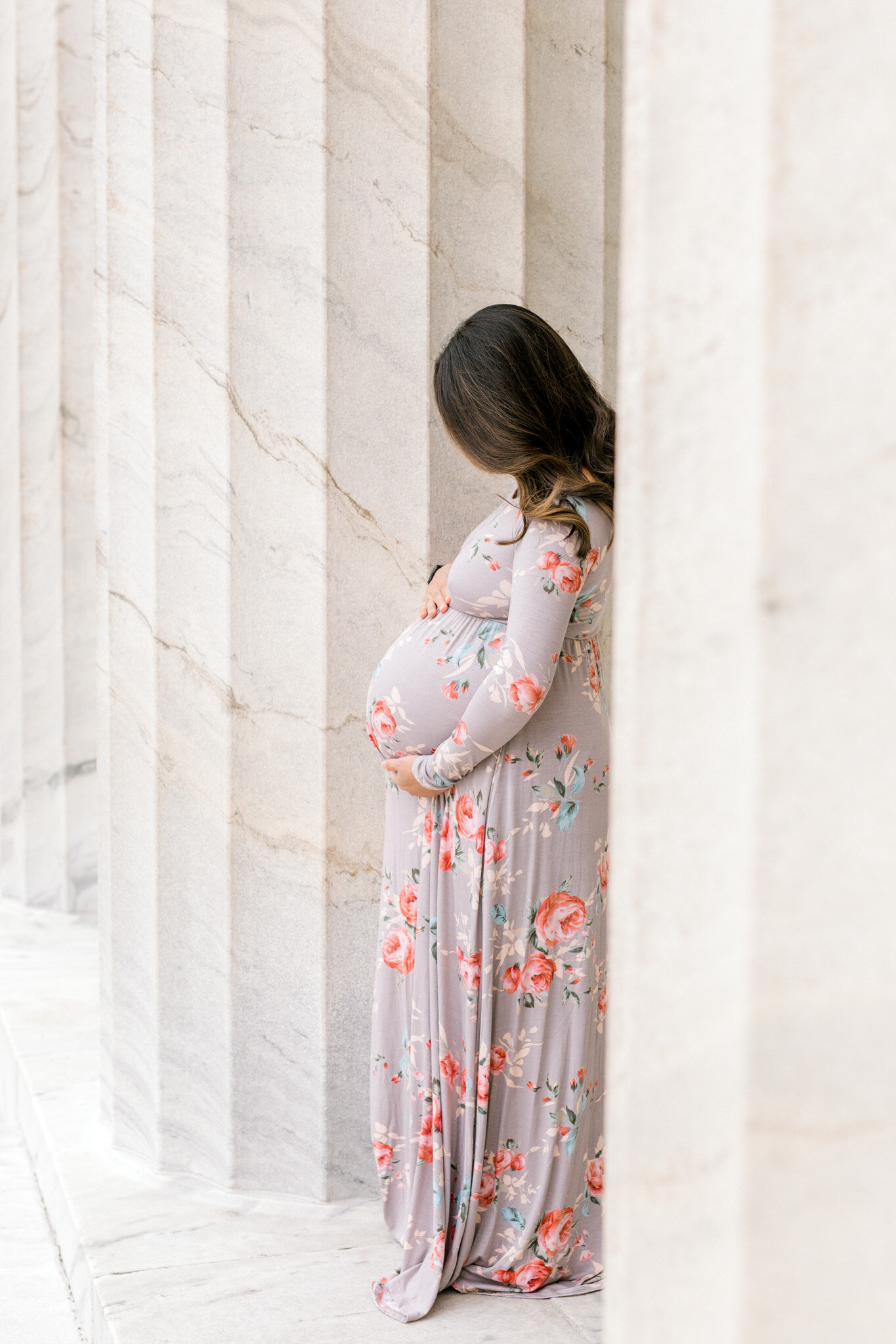 Spring Maternity Session | Light &amp; Airy Maternity Session Outdoor | Marble Pillars | West Michigan Maternity Photographer