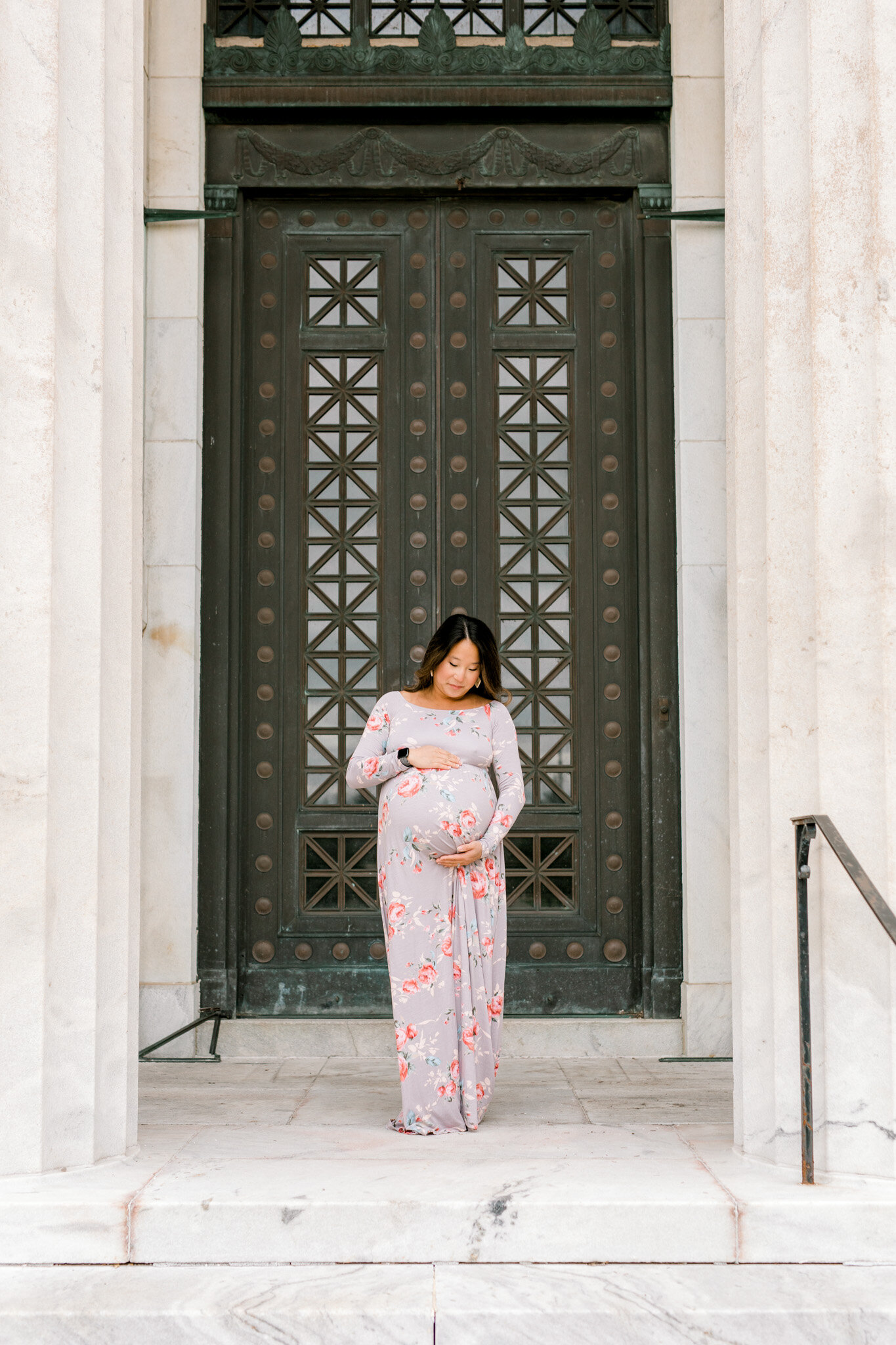 Spring Maternity Session | Light &amp; Airy Maternity Session Outdoor | Marble Pillars | West Michigan Maternity Photographer