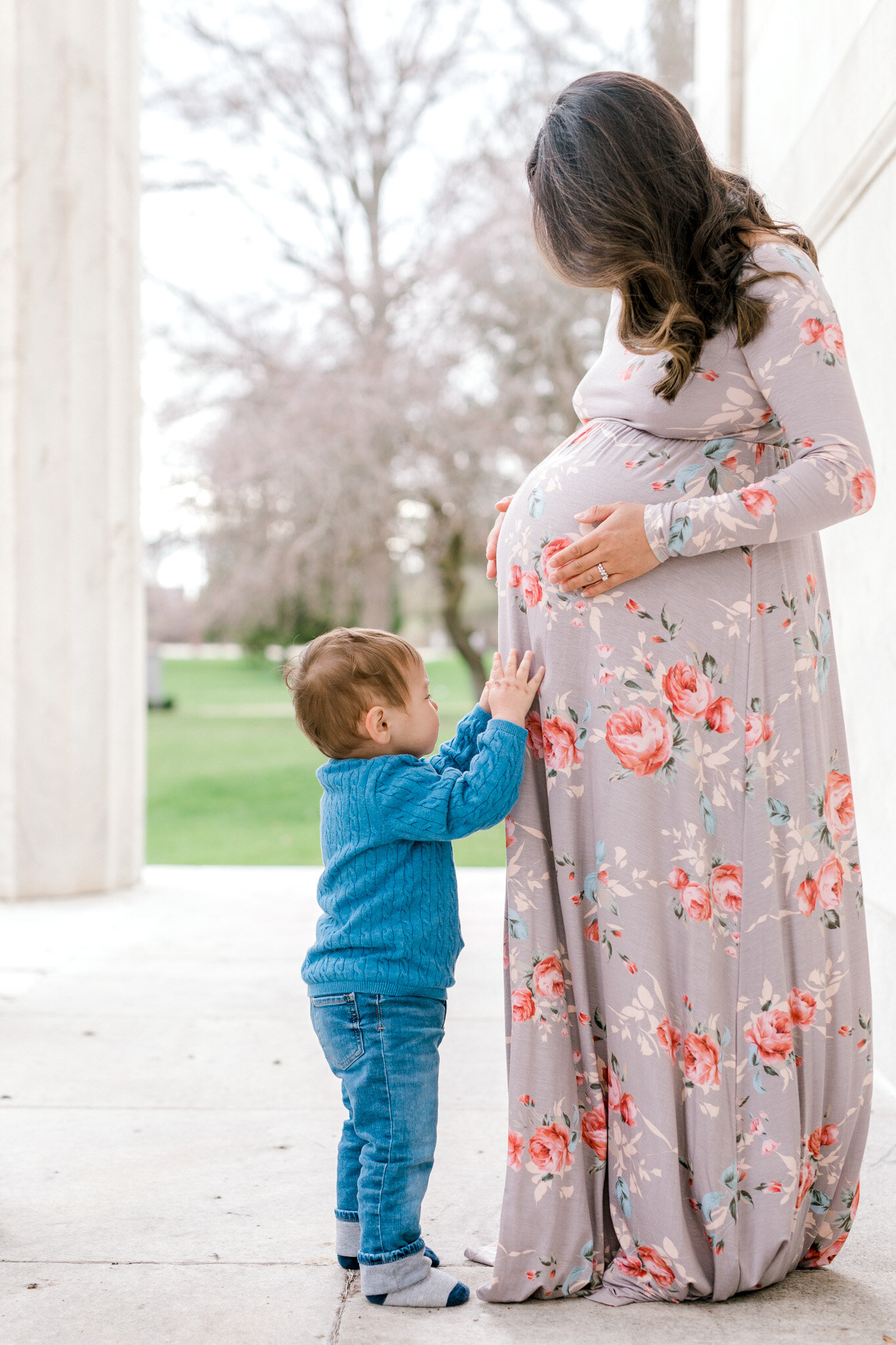 Spring Maternity Session | Light &amp; Airy Maternity Session Outdoor | Marble Pillars | West Michigan Maternity Photographer