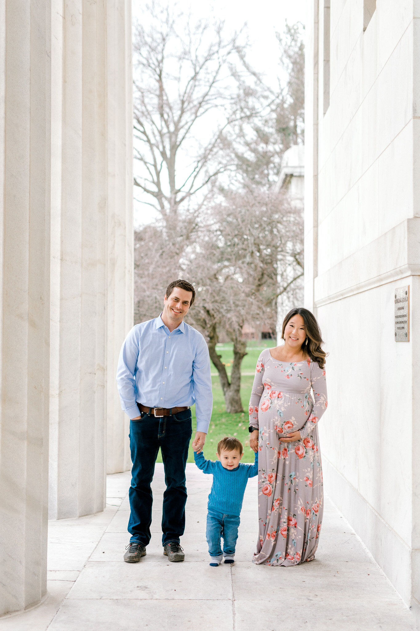 Spring Maternity Session | Light &amp; Airy Maternity Session Outdoor | Marble Pillars | West Michigan Maternity Photographer