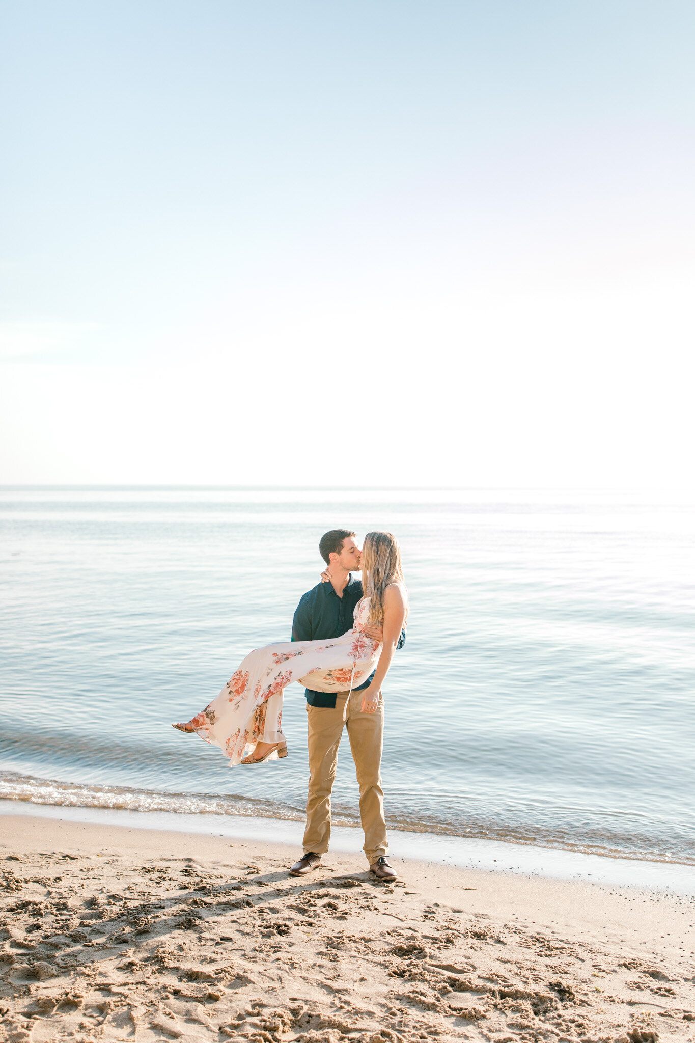 Spring Engagement Session on Lake Michigan | Light &amp; Airy Romantic Michigan Wedding Photographer
