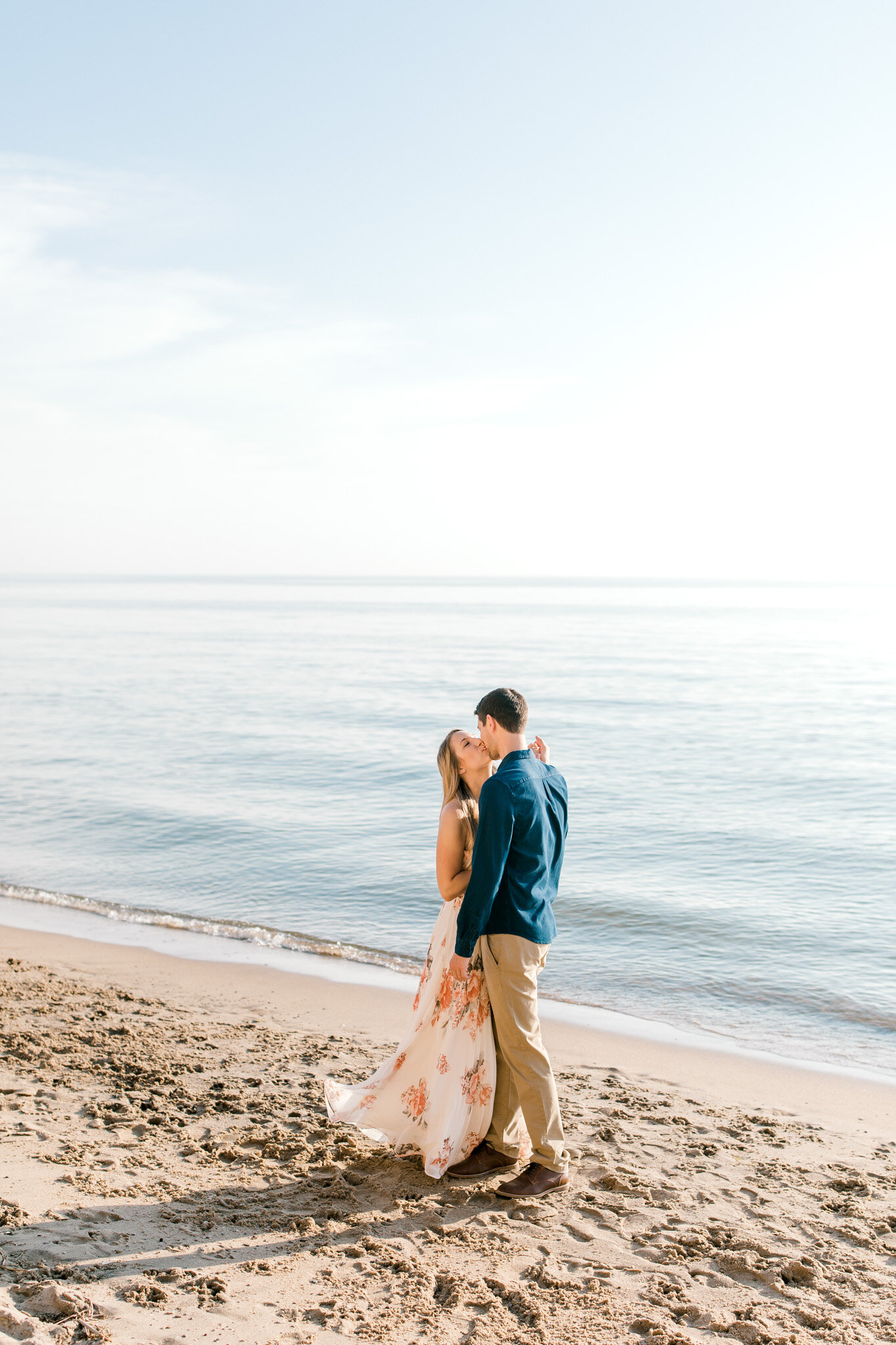 Spring Engagement Session on Lake Michigan | Light &amp; Airy Romantic Michigan Wedding Photographer