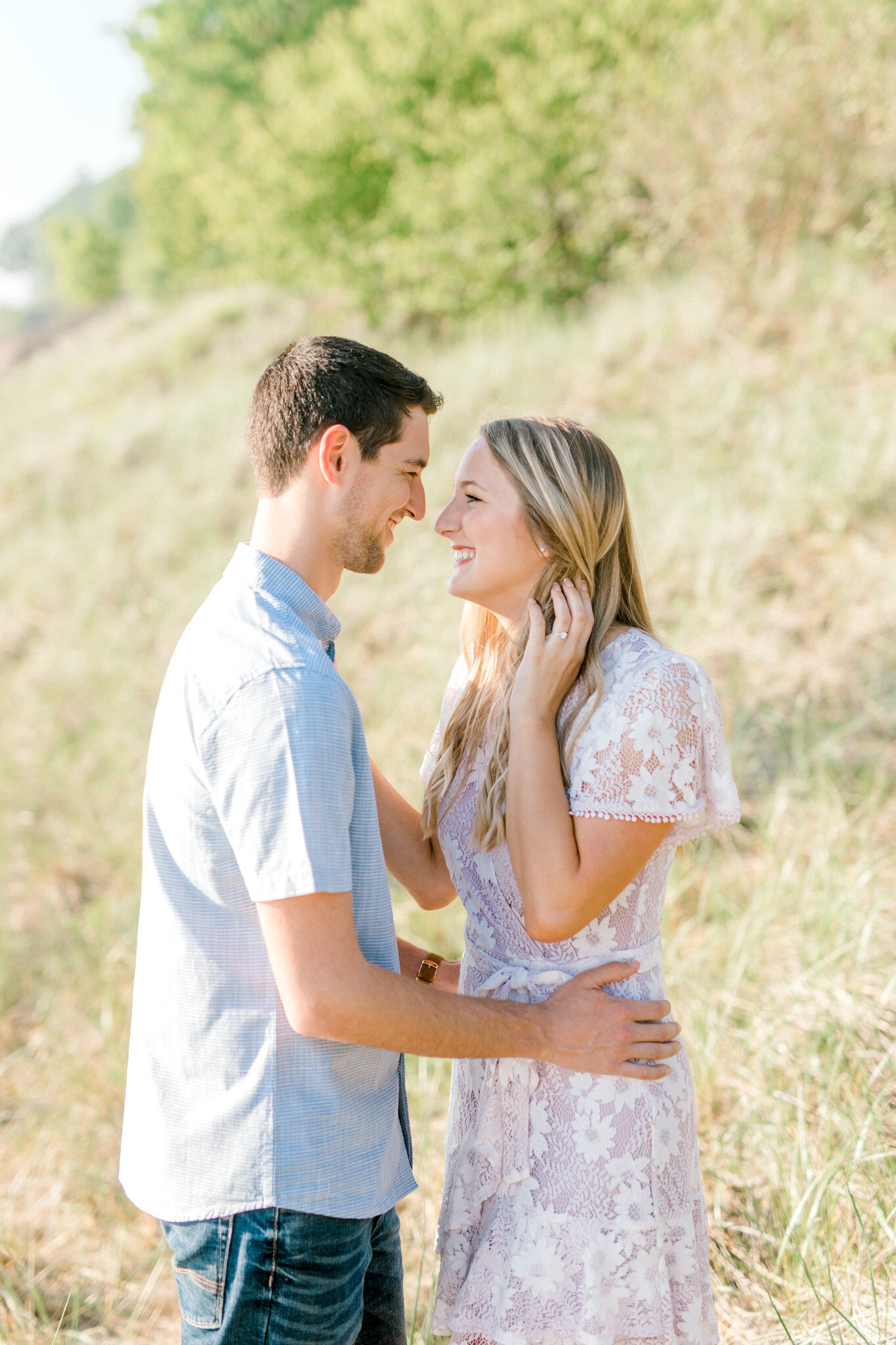 Spring Engagement Session on Lake Michigan | Light &amp; Airy Romantic Michigan Wedding Photographer