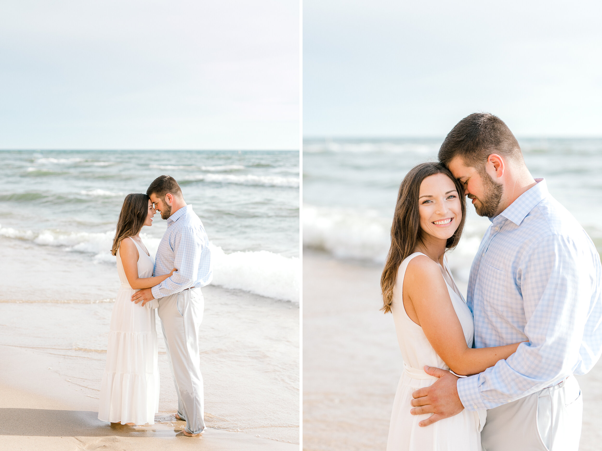 Sun-Filled Engagement Session on Lake Michigan | Light &amp; Airy Wedding Photographer | Michigan Lifestyle Photographer
