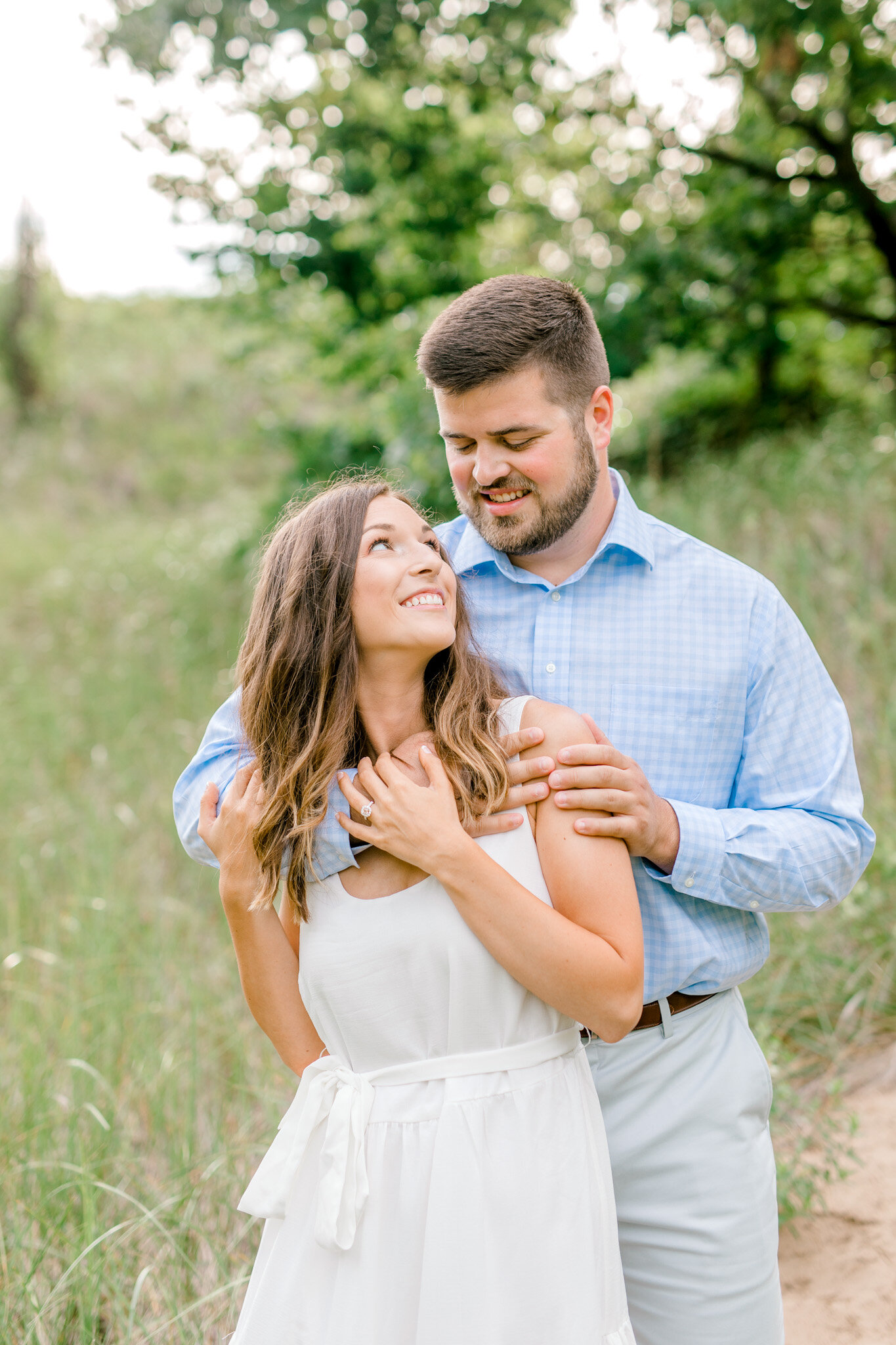 Sun-Filled Engagement Session on Lake Michigan | Light &amp; Airy Wedding Photographer | Michigan Lifestyle Photographer