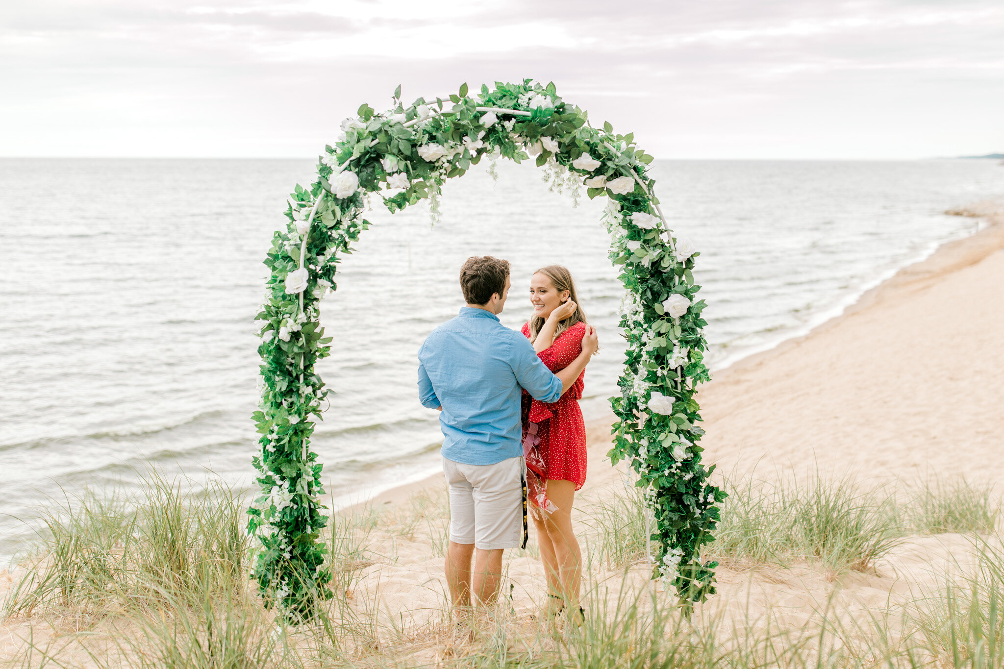 Romantic Surprise Proposal on Lake Michigan | West Michigan Wedding Photographer