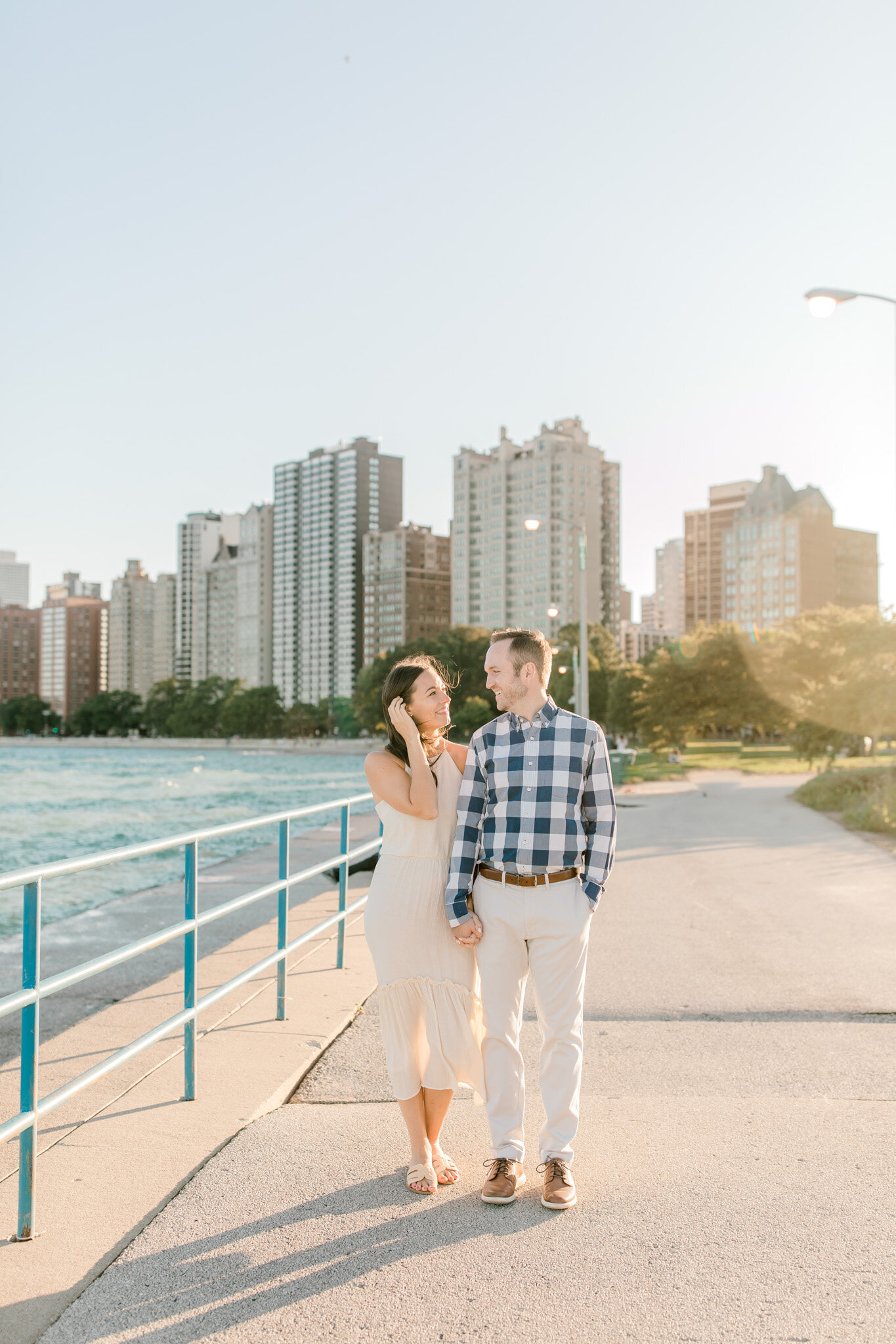 Chicago Skyline Engagement Session | Light &amp; Airy Wedding Photographer | West Michigan Wedding Photographer