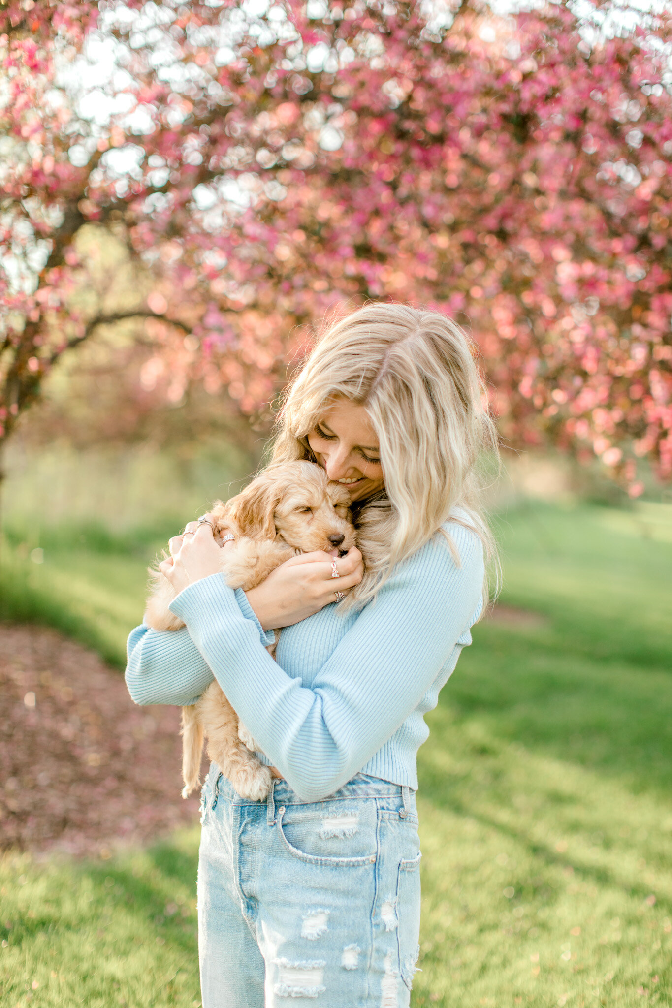 Spring Engagement Session in Michigan | Engagement Session with a Puppy | Light &amp; Airy Fine Art Michigan Wedding Photographer