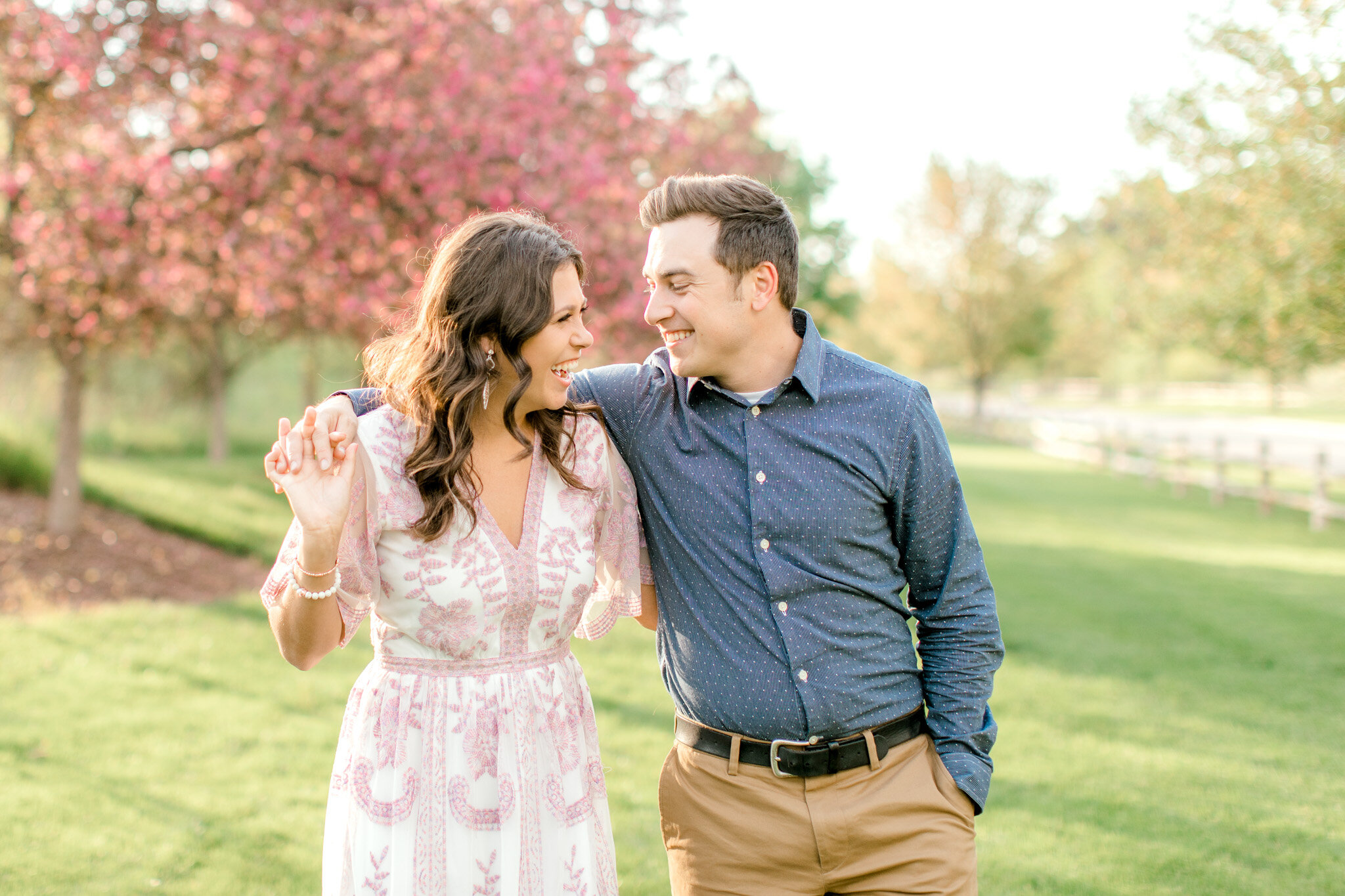 Spring Engagement Session in Michigan | Engagement Session with a Puppy | Light &amp; Airy Fine Art Michigan Wedding Photographer