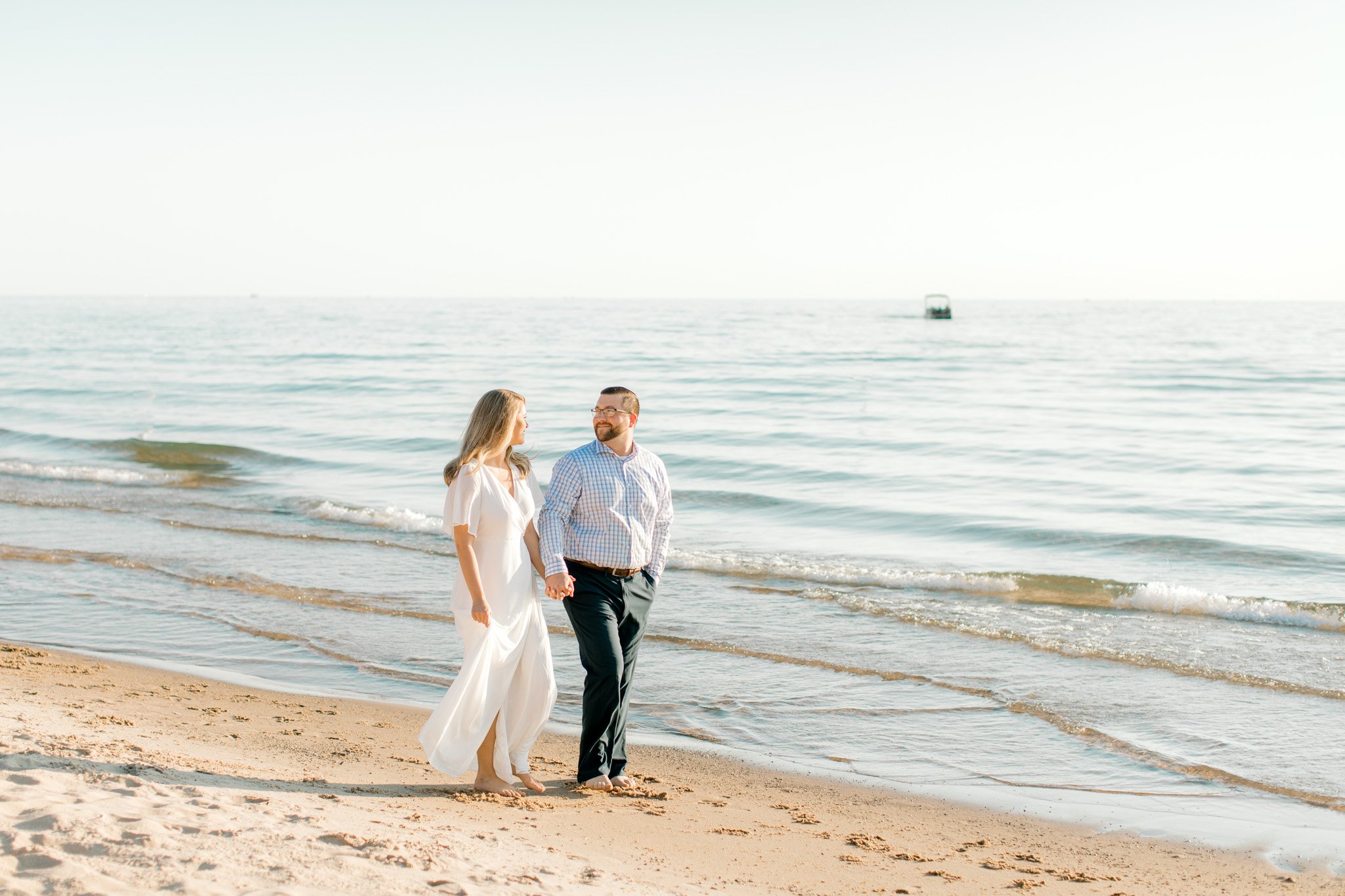 Lake Michigan Beach Engagement Session | West Michigan Fine Art Wedding Photographer | Light &amp; Airy Wedding Photography