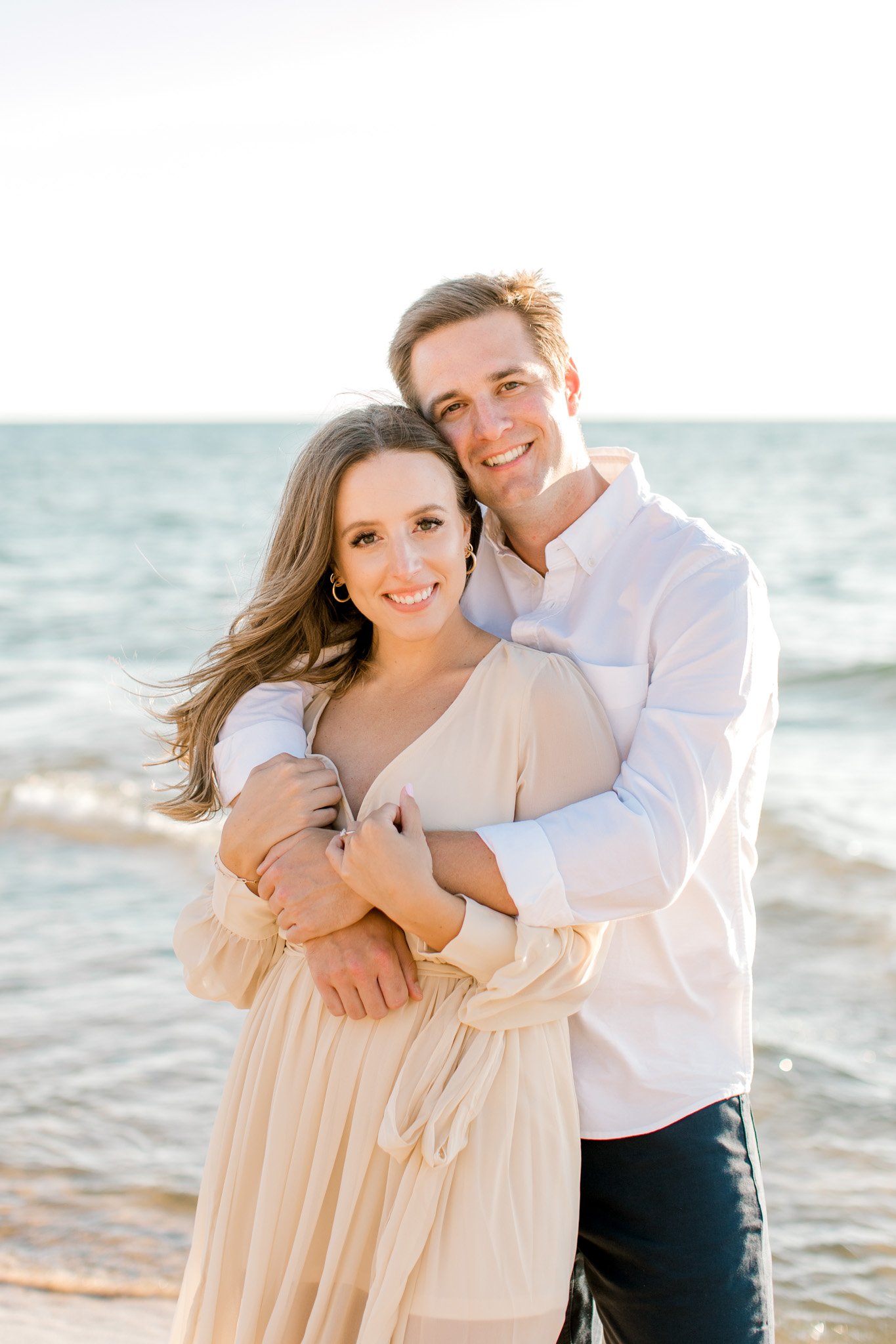 Lake Michigan Beach Engagement Session | Light &amp; Airy Fine Art Wedding Photography