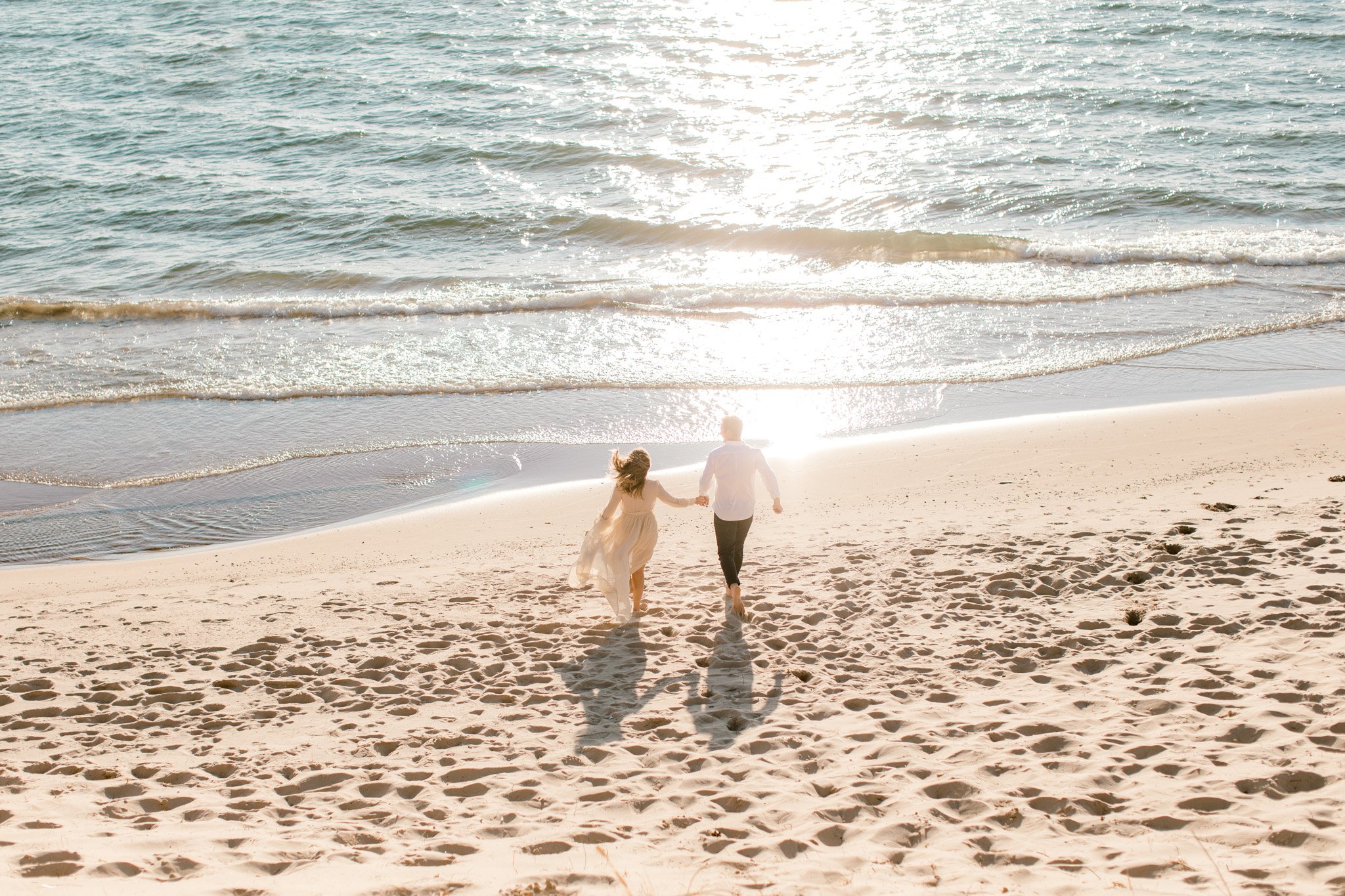 Lake Michigan Beach Engagement Session | Light &amp; Airy Fine Art Wedding Photography