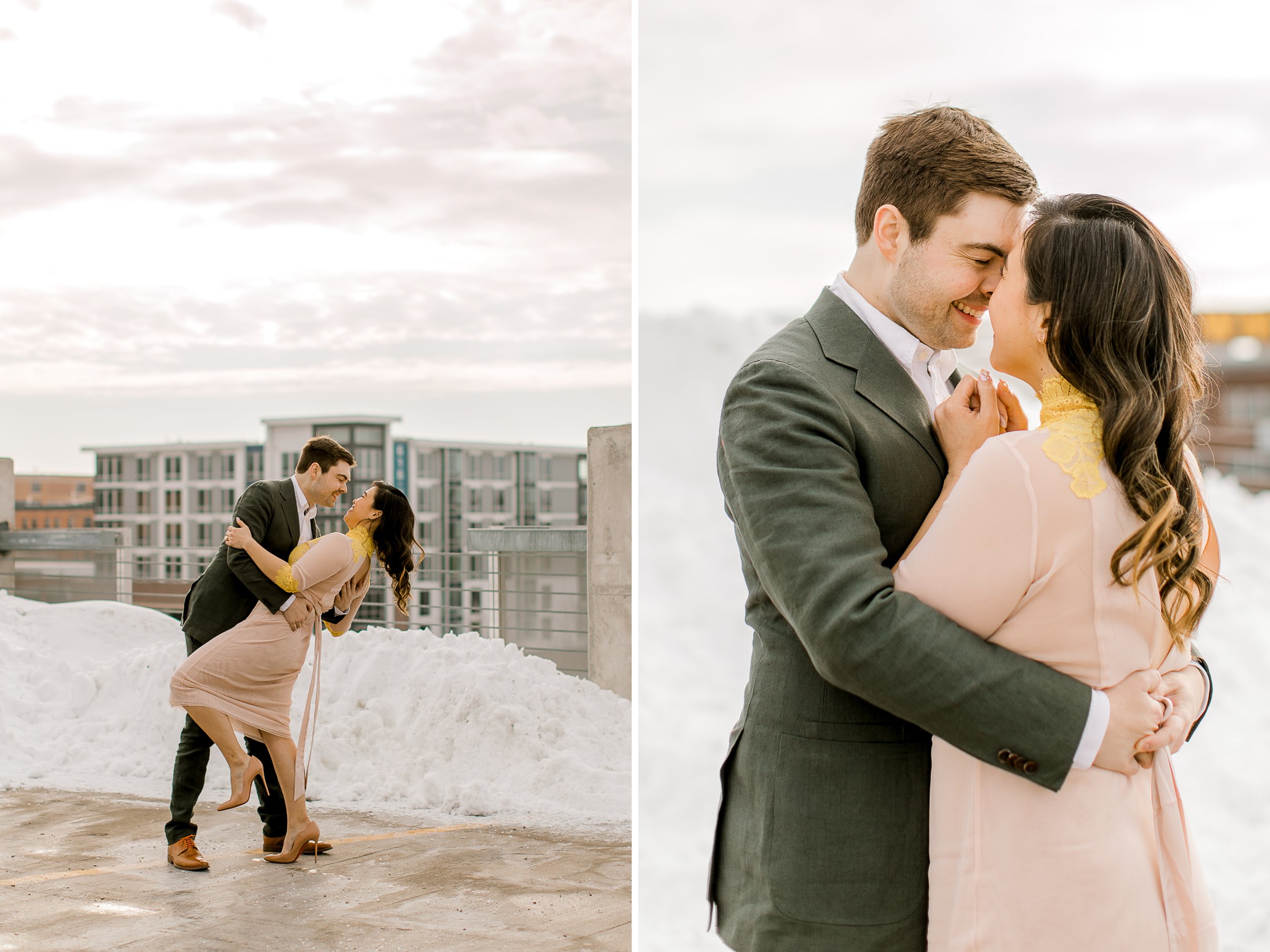 Rock Climbing and Rooftop City Engagement Session | Downtown Grand Rapids | Light and Airy Fine Art Wedding Photography