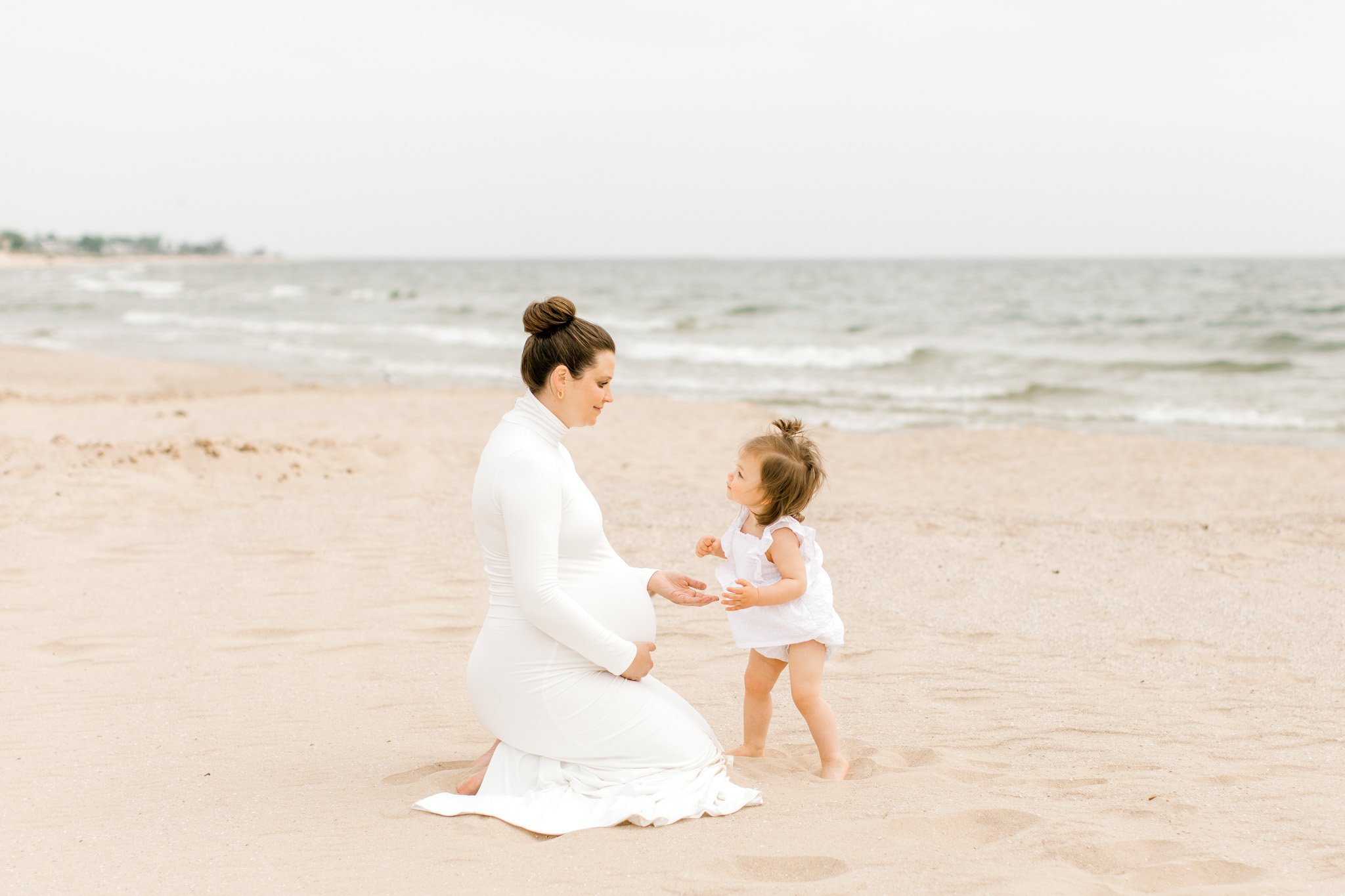Overcast Lake Michigan Beach Maternity Session | Laurenda Marie Photography | Fine Art Photography in Michigan