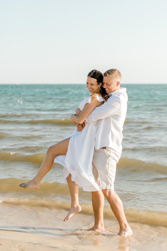 Summer Engagement in the City and on the Beach | West Michigan Fine Art Wedding Photography | Lake Michigan Beach Engagement Session