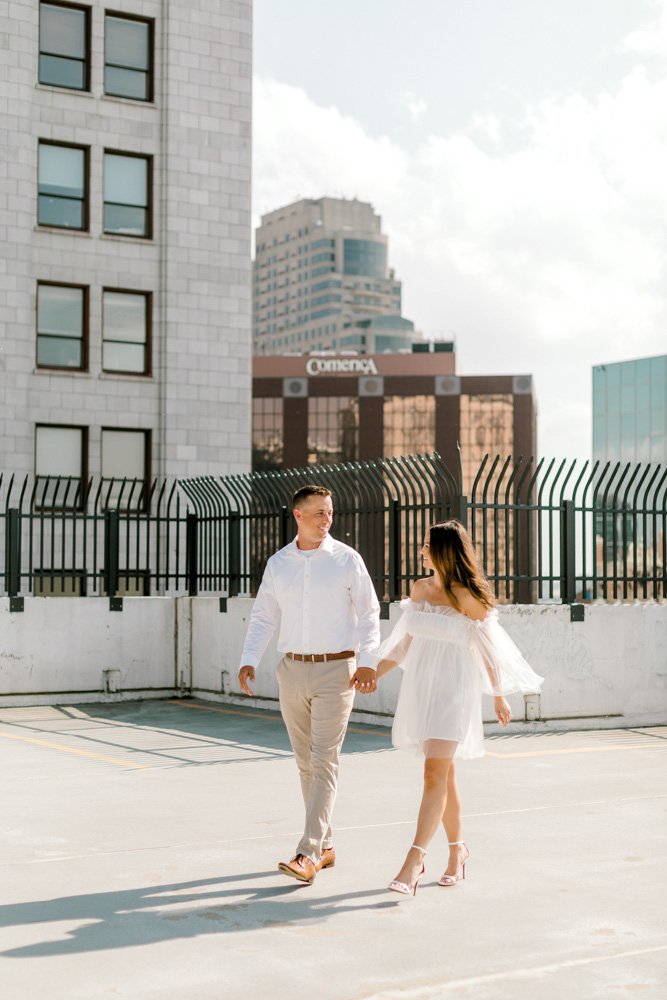 Summer Engagement in the City and on the Beach | West Michigan Fine Art Wedding Photography | Lake Michigan Beach Engagement Session