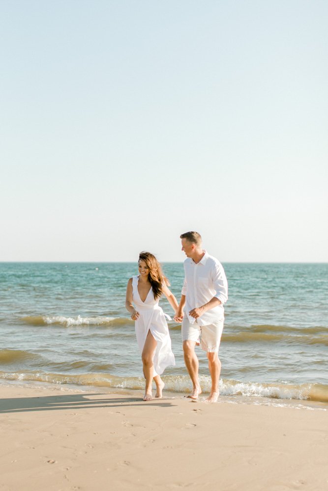 Summer Engagement in the City and on the Beach | West Michigan Fine Art Wedding Photography | Lake Michigan Beach Engagement Session
