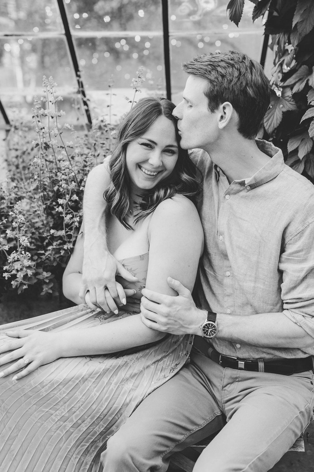 Glass House Community Engagement | Greenhouse Nursery Engagement Session in West Michigan | Laurenda Marie Photography