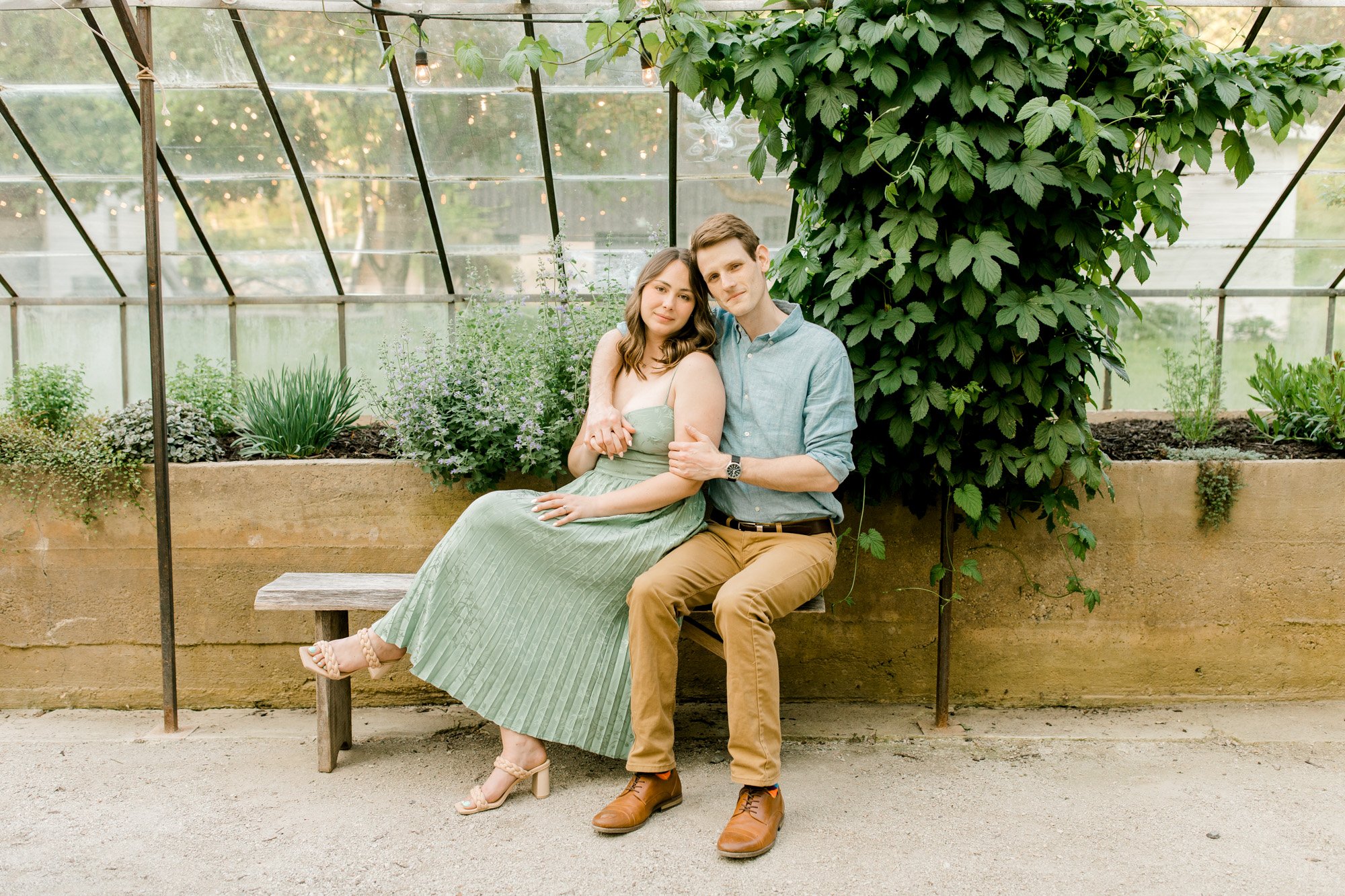 Glass House Community Engagement | Greenhouse Nursery Engagement Session in West Michigan | Laurenda Marie Photography