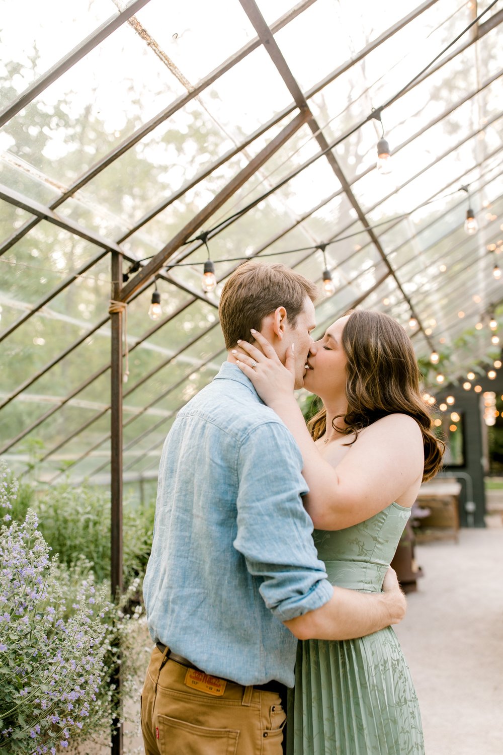 Glass House Community Engagement | Greenhouse Nursery Engagement Session in West Michigan | Laurenda Marie Photography