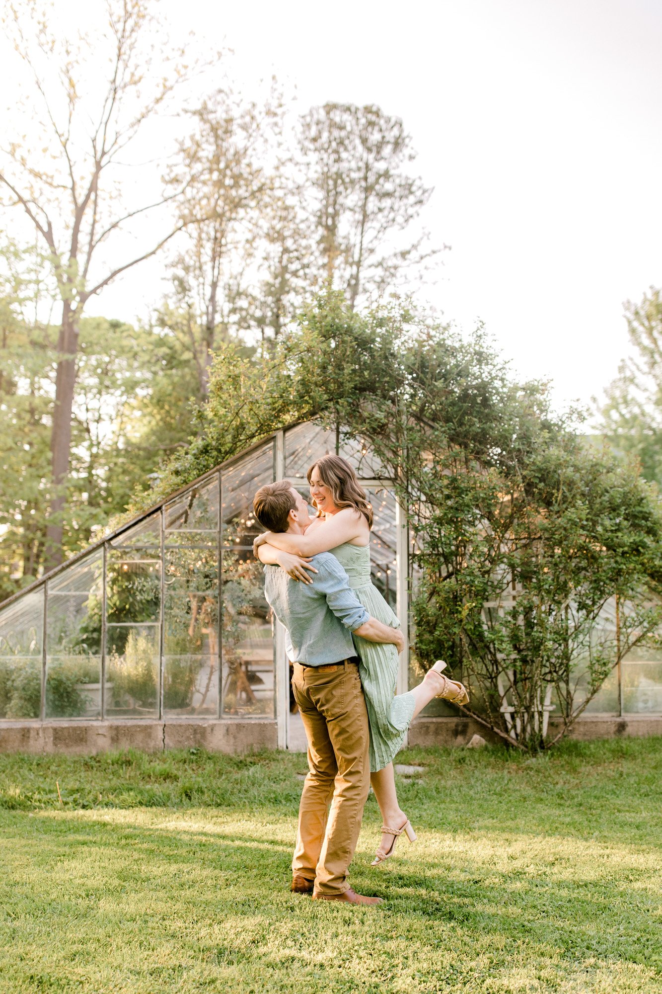 Glass House Community Engagement | Greenhouse Nursery Engagement Session in West Michigan | Laurenda Marie Photography