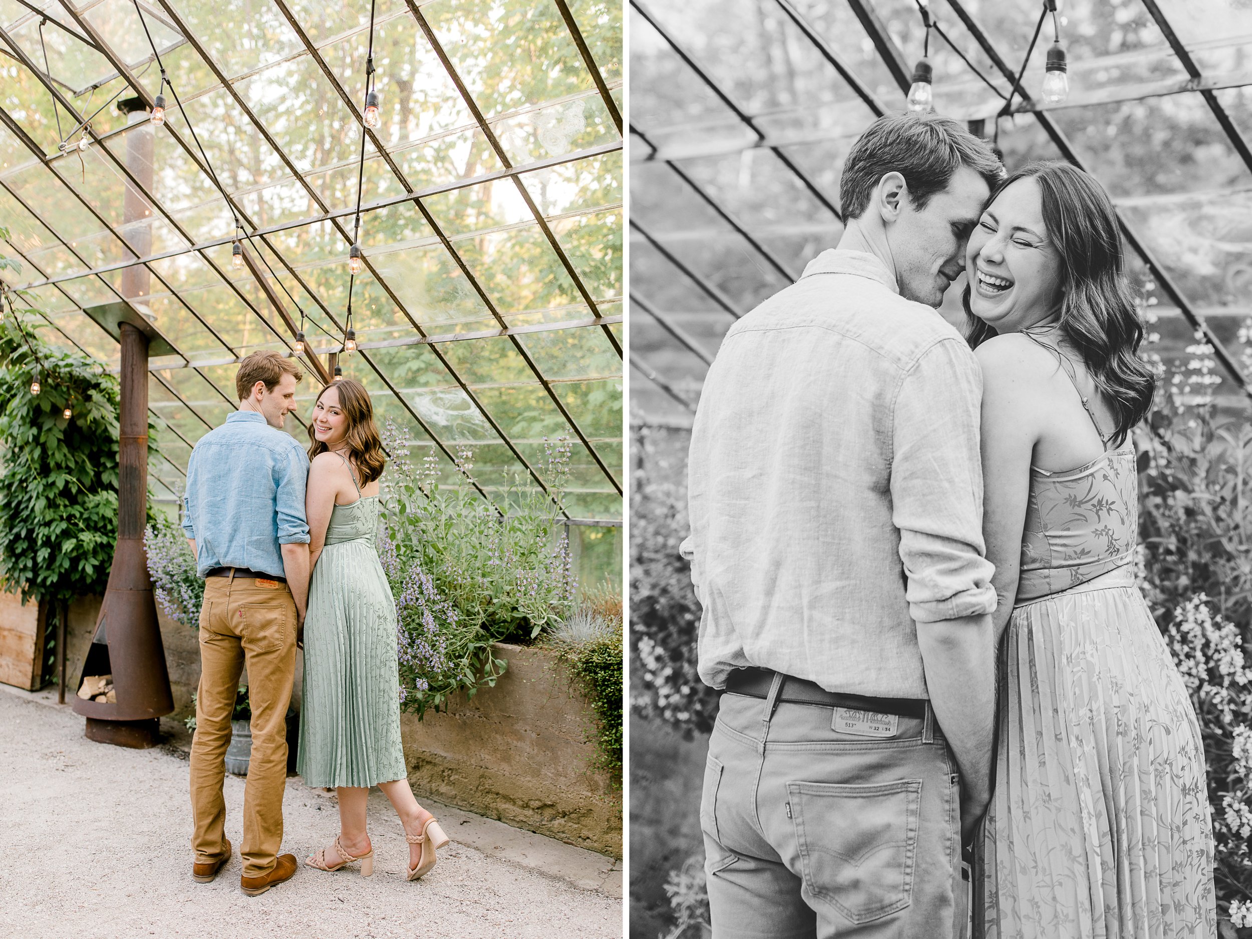 Glass House Community Engagement | Greenhouse Nursery Engagement Session in West Michigan | Laurenda Marie Photography