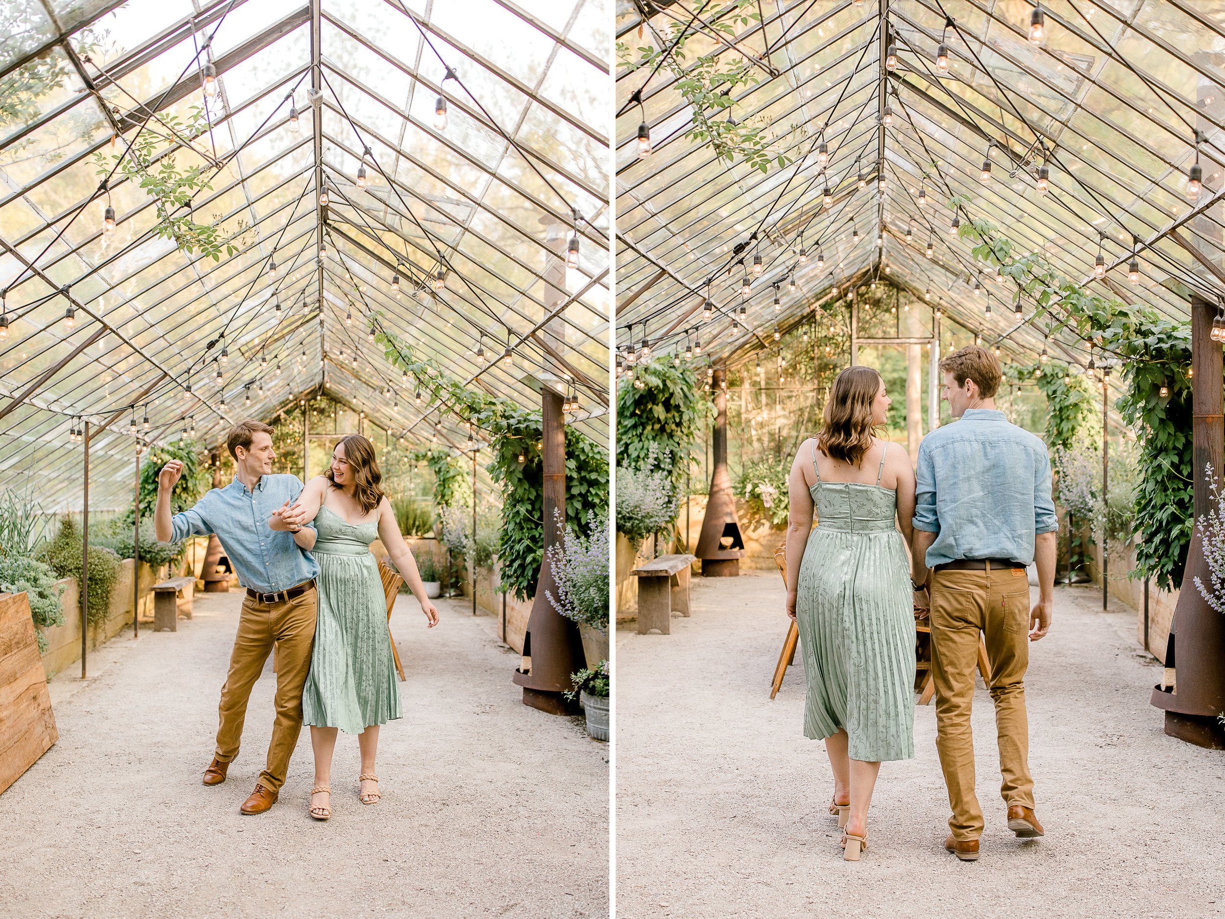 Glass House Community Engagement | Greenhouse Nursery Engagement Session in West Michigan | Laurenda Marie Photography