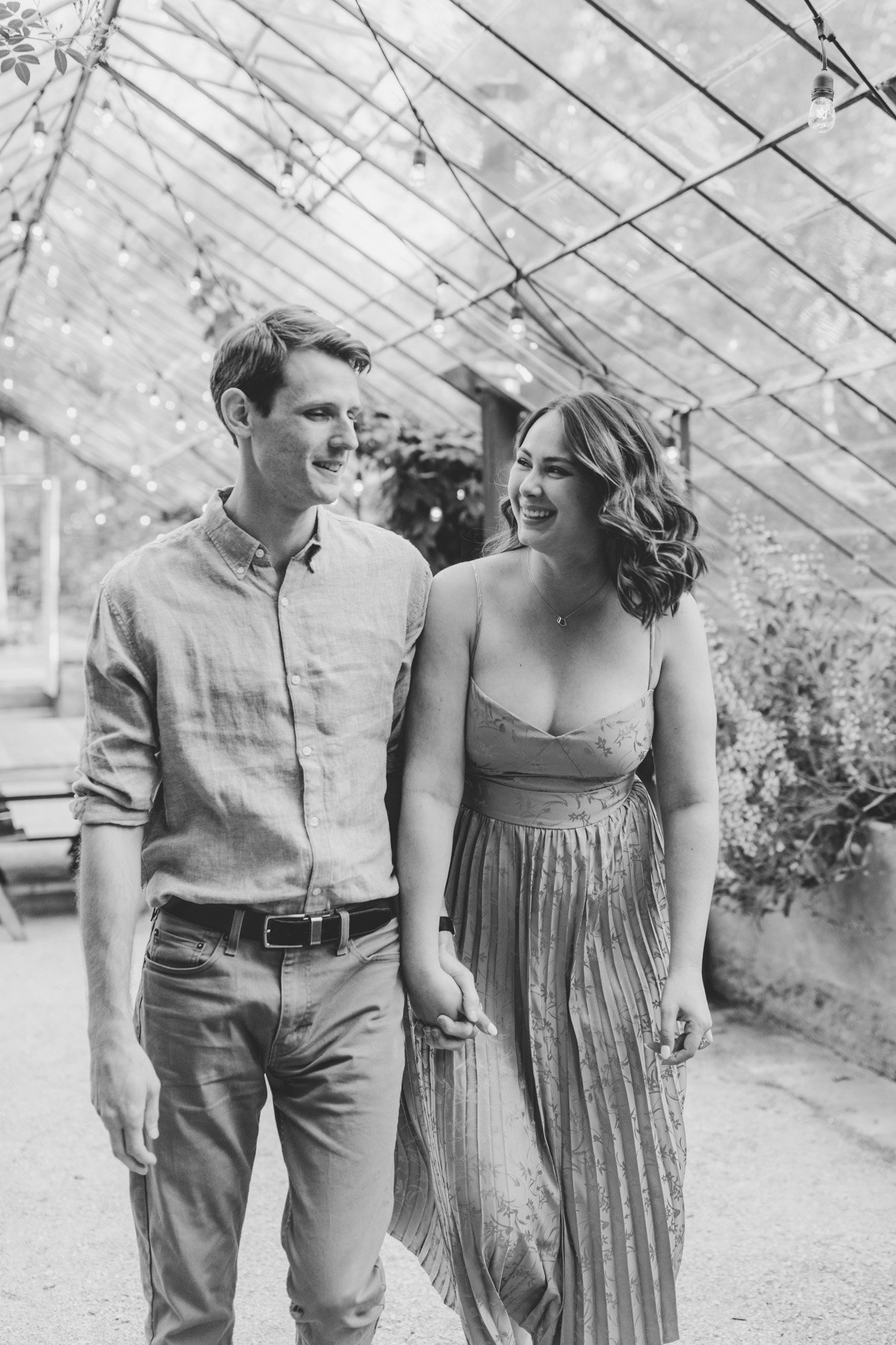 Glass House Community Engagement | Greenhouse Nursery Engagement Session in West Michigan | Laurenda Marie Photography